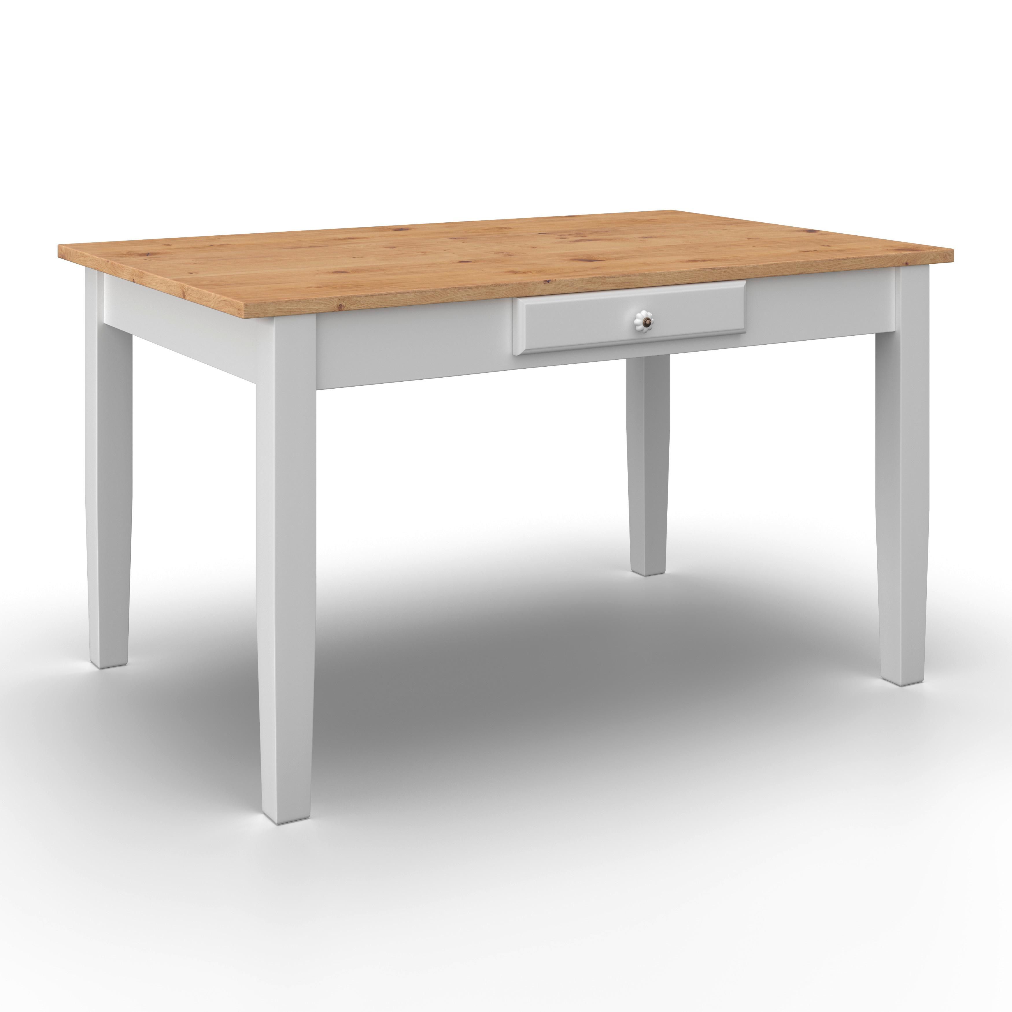 Esstisch Camden in Holz Kiefer massiv ca. 140x90 cm - Weiß/Kieferfarben, MODERN, Holz/Holzwerkstoff (140/79/90cm) - Bessagi Home