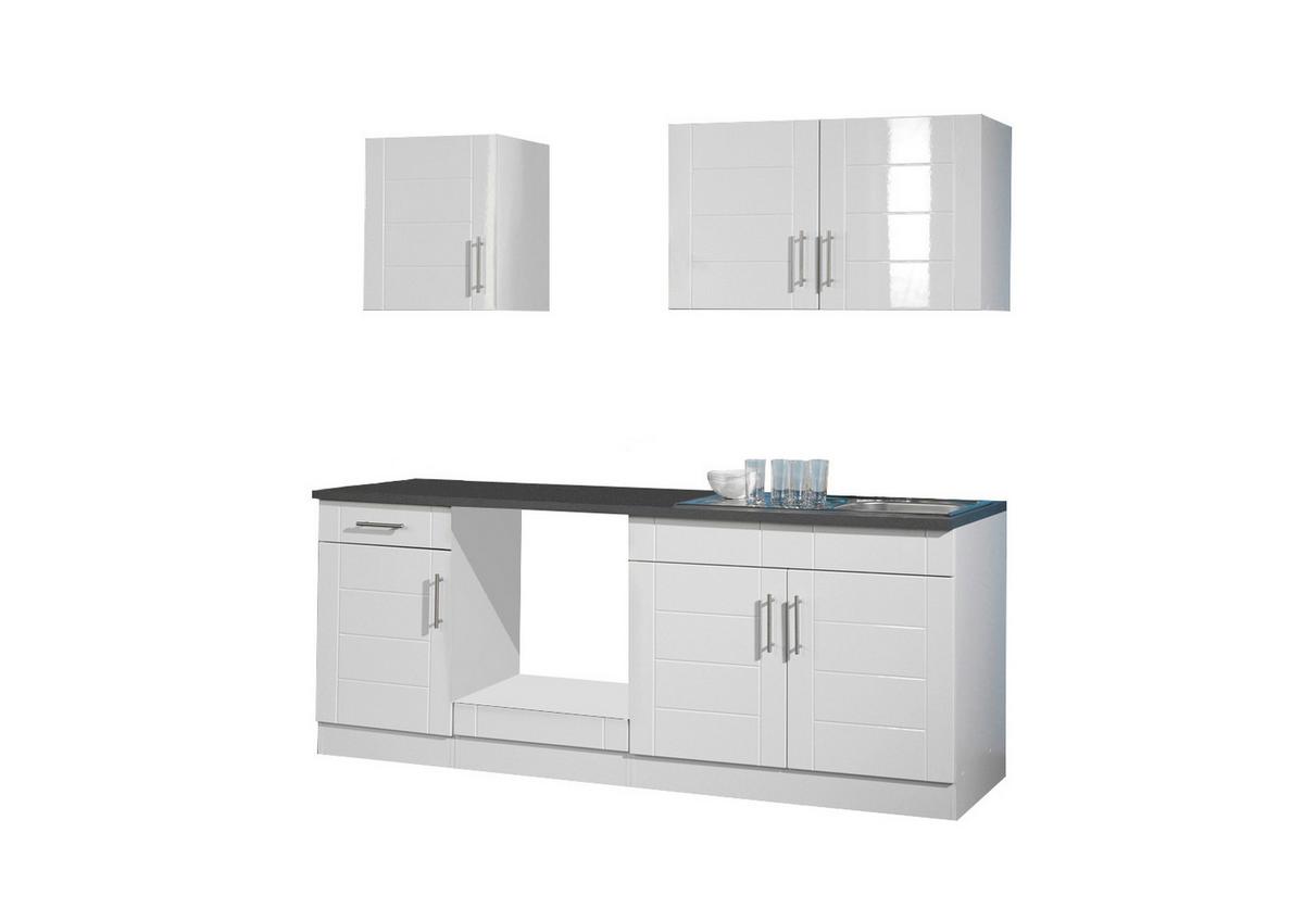 Küchenleerblock Nevada o. Geräte Weiß Hochglanz - Weiß Hochglanz/Anthrazit, MODERN, Holzwerkstoff/Metall (210cm) - Held