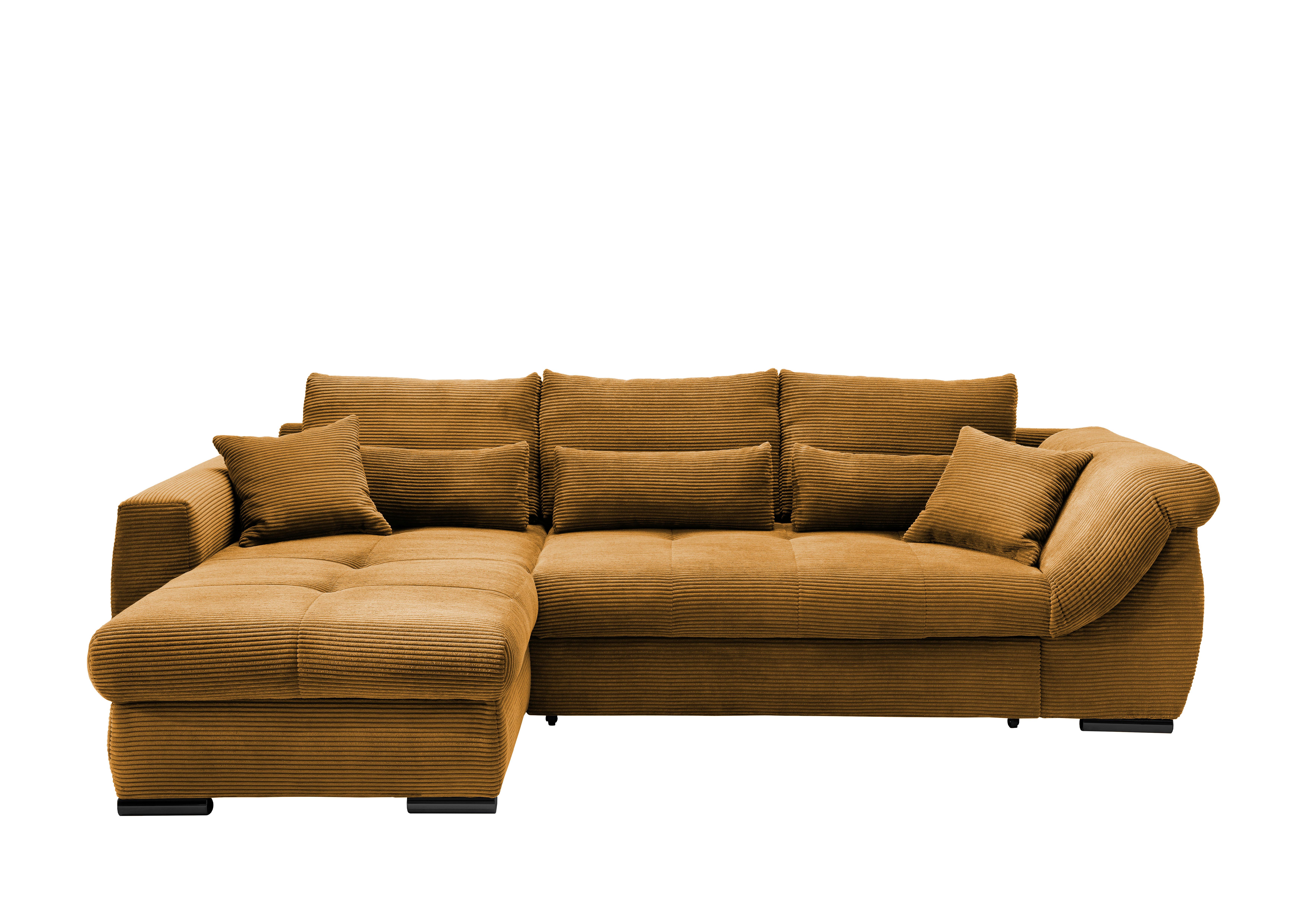 Wohnlandschaft Frederico Goldfarben Cord - Goldfarben/Schwarz, MODERN, Textil/Metall (188/302cm) - MID.YOU