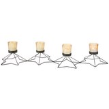 Teelichthalter Yannik inkl. Gläser ca. 63/12,8cm - Bernsteinfarben/Schwarz, MODERN, Glas/Metall (63/19/12,8cm) - Mömax modern living