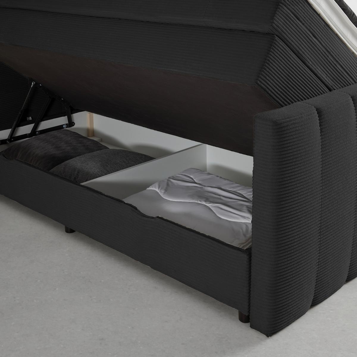 Boxspringbett Malaga Schwarz ca. 180x200cm - Silberfarben/Schwarz, KONVENTIONELL, Holzwerkstoff/Kunststoff (180/200cm) - Premium Living