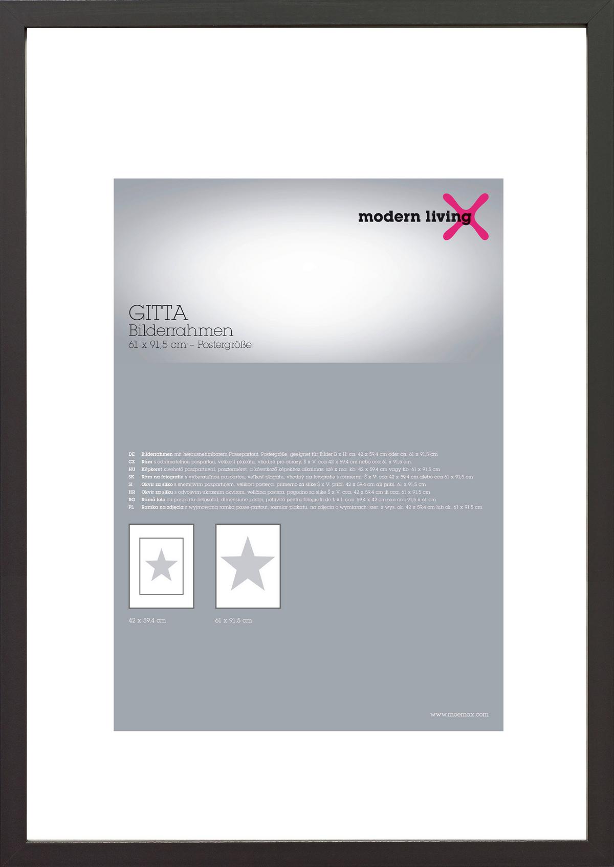 Bilderrahmen Gitta ca. 61x91,5cm - Schwarz, Basics, Holzwerkstoff (61/91,5cm) - Modern Living