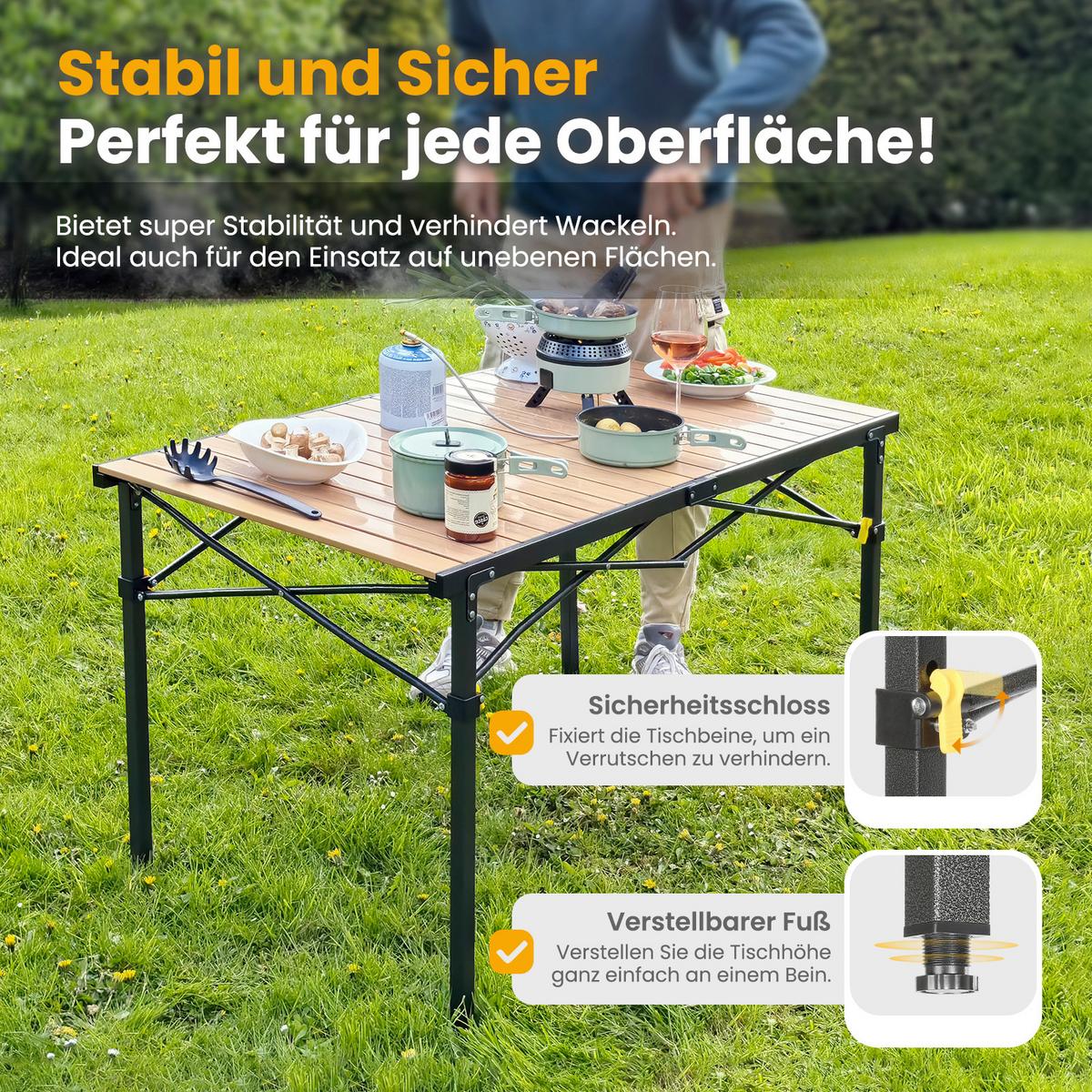Campingtisch Anthrazit/Braun ca.118x70x70cm - Anthrazit/Birnbaumfarben, Basics, Metall (118/70/70cm) - Modante