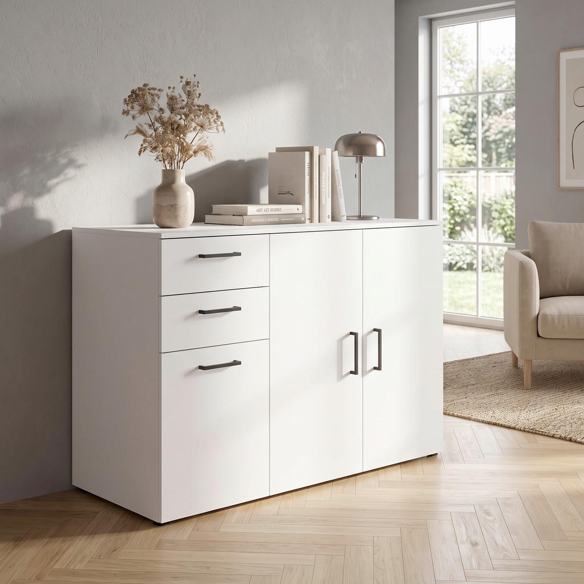 Komoda Multi - bijela/crna, Moderno, drvni materijal/plastika (120/83/52cm) - Modern Living