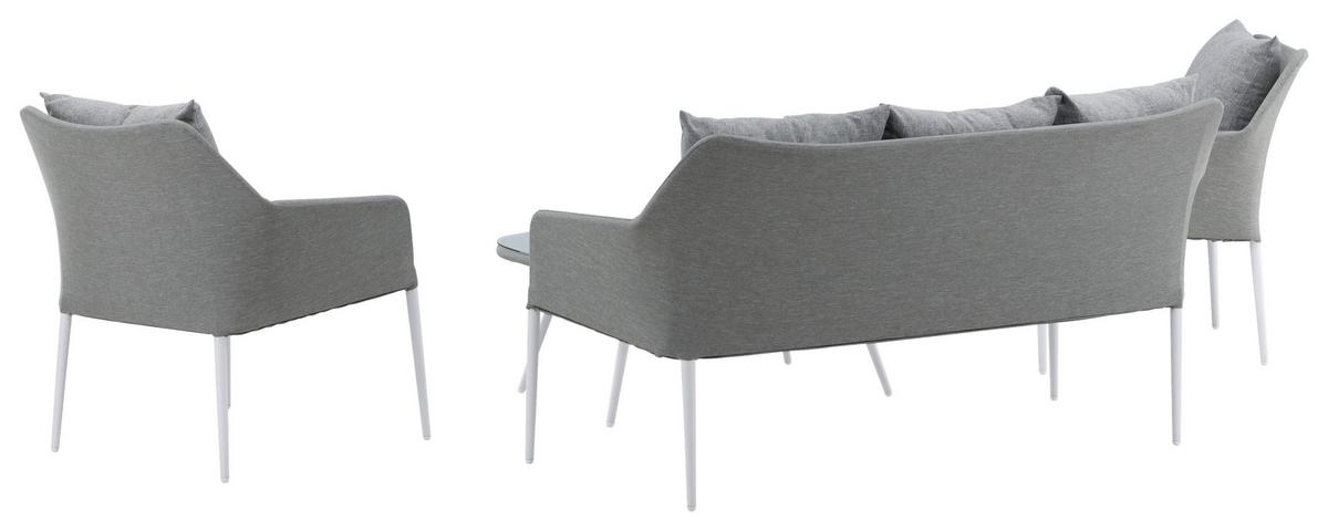 LOUNGEGARNITUR SPOGA - Weiß/Grau, KONVENTIONELL, Glas/Textil - Gardenson
