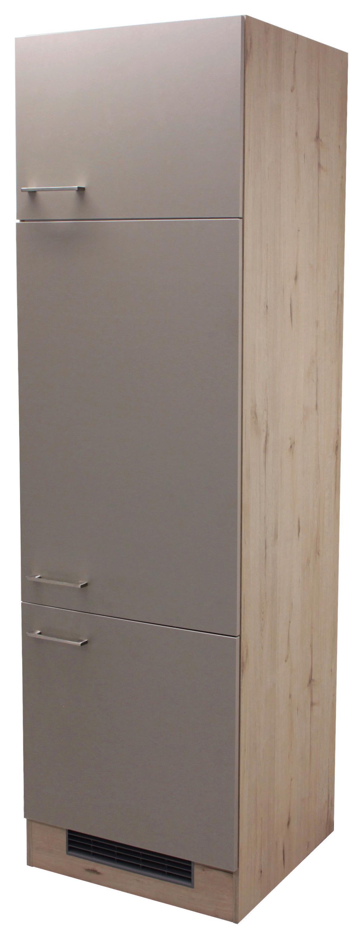Geräteumbauschrank in Eiche/ Champagner ´RIVA B:60CM EICHE´ - Champagner/Edelstahlfarben, MODERN, Holzwerkstoff/Metall (60/200/57cm) - FlexWell