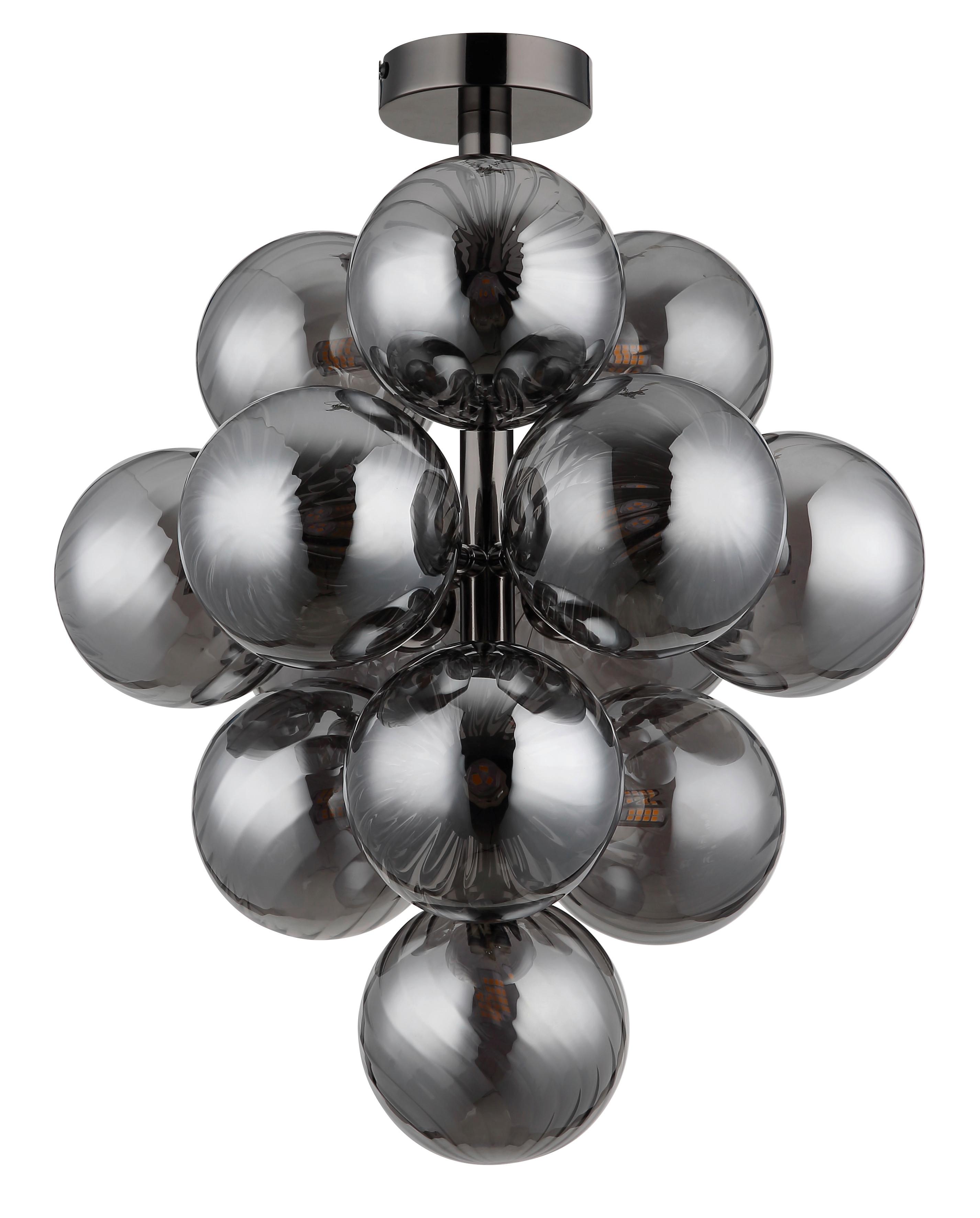 DECKENLEUCHTE 56146DG CONOR - Schwarzchrom/Grau, Design, Glas/Metall (39,5/50cm) - Globo