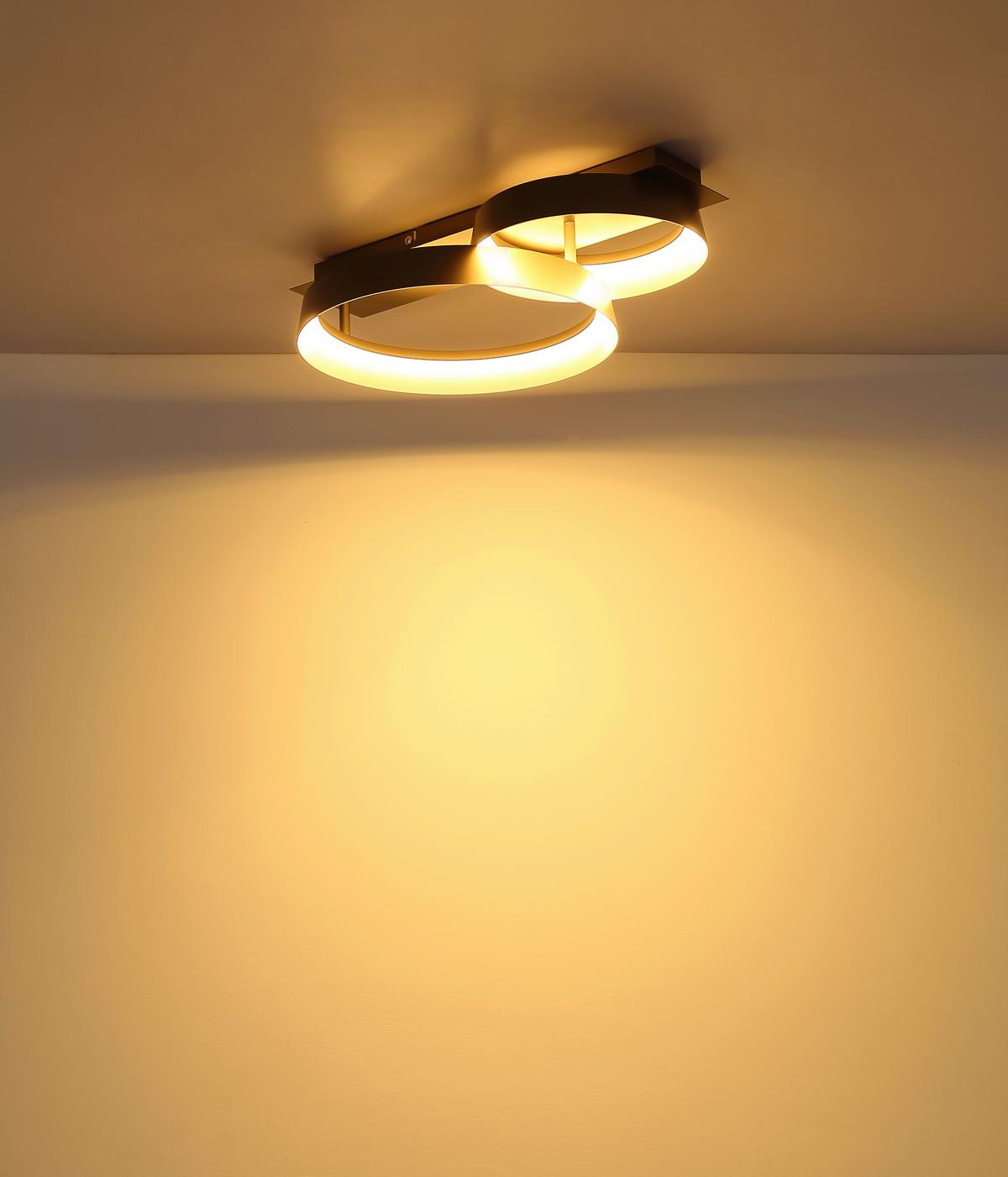Led Stropna Svjetiljka Syrakus - smeđa/opalna, Design, metal/plastika (50/35/12cm) - Globo