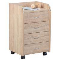 Rollcontainer Novi Sonoma Eiche - Silberfarben/Sonoma Eiche, Basics, Holzwerkstoff/Kunststoff (40/36/65cm) - MID.YOU