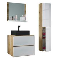 BADEZIMMER LENDAS BL L - Honigeiche/Weiss, Modern, Glas/Keramik (94cm) - MID.YOU