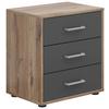 Noćni Ormarić Smart 3 - sivo-bijela/srebrne boje, Basics, drvni materijal/plastika (50/54/35cm) - Modern Living