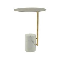 Beistelltisch Rocio 400 Weiss - Design, Stein/Metall (40/40/54cm) - Kayoom