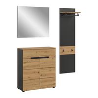 Garderobe CANU 3-teilig Eiche, Grau - Eiche Artisan, Design, Holzwerkstoff (140/190/37cm) - Livetastic