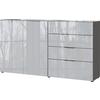 Sideboard Oakland in Grau/Graphitfarben - Chromfarben/Silberfarben, MODERN, Glas/Holzwerkstoff (184/102/42cm) - Premium Living