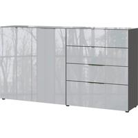 Sideboard Oakland in Grau/Graphitfarben - Chromfarben/Silberfarben, MODERN, Glas/Holzwerkstoff (184/102/42cm) - Premium Living