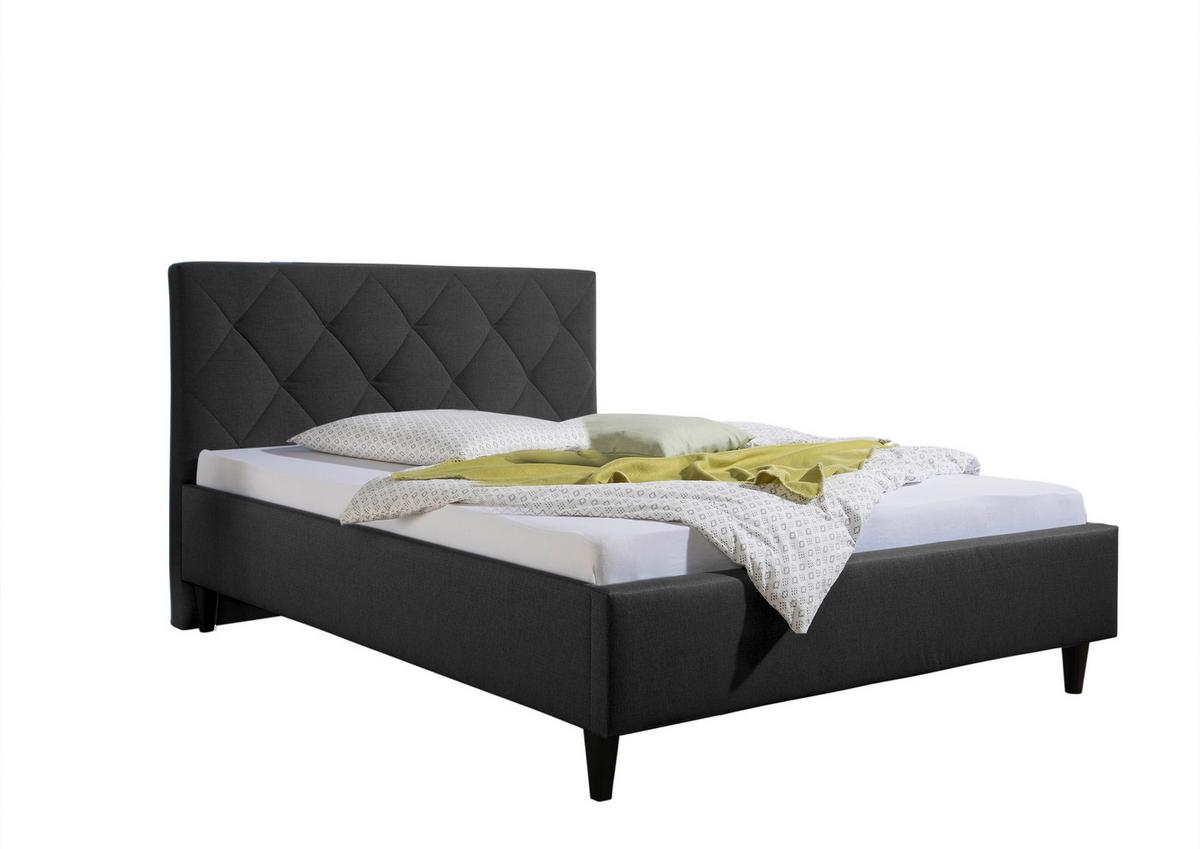 Polsterbett Aiken Anthrazit ca. 100x200 cm - Anthrazit/Schwarz, MODERN, Holz/Textil (100/200cm) - Livetastic