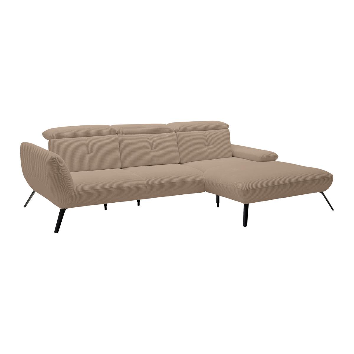 Wohnlandschaft Seattle Mokka - Schwarz/Weiß, MODERN, Holzwerkstoff/Textil (301/196cm) - Premium Living