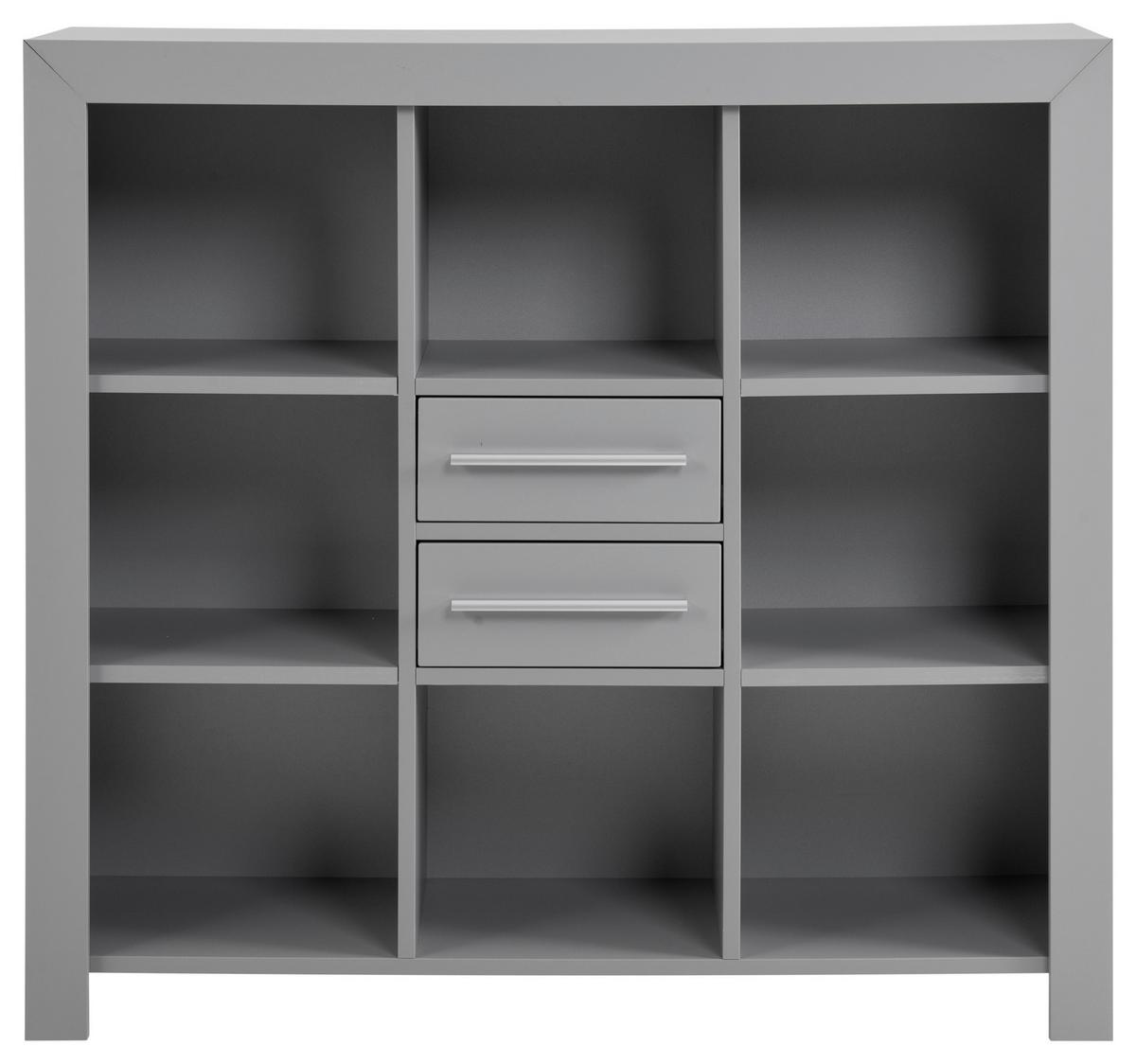 Standregal in Grau 'Nikola' - Silberfarben/Schwarz, KONVENTIONELL, Holzwerkstoff/Kunststoff (138/128/41cm) - MID.YOU