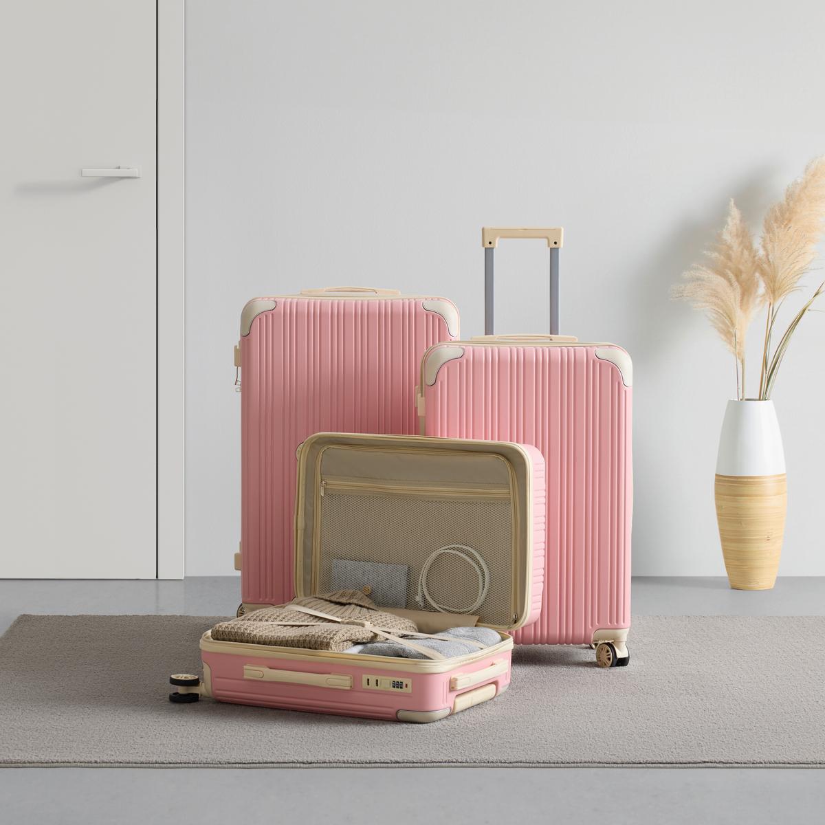 Reisekofferset Madeira Rosa, 3-teilig - Pink, KONVENTIONELL, Kunststoff/Textil - Mömax