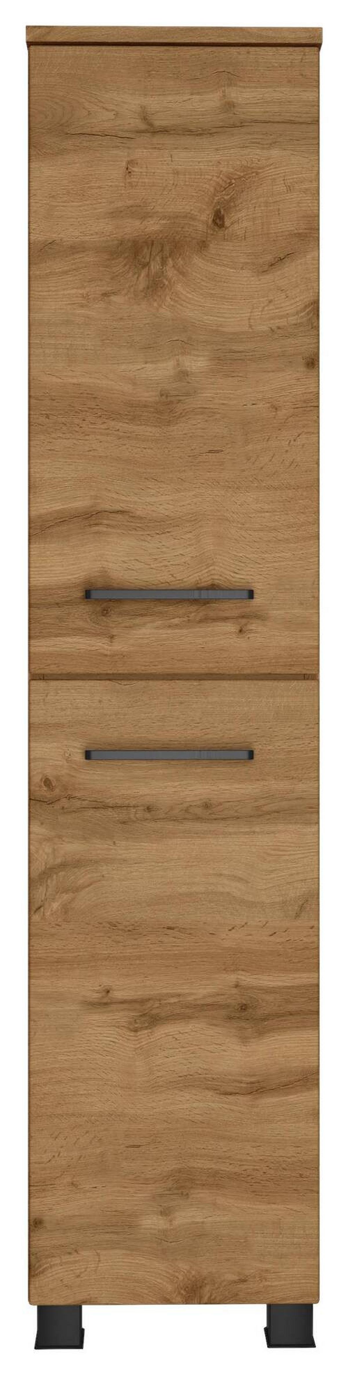 MIDISCHRANK MANCHESTER - Eichefarben/Schwarz, MODERN, Holzwerkstoff/Metall (30/130/35cm) - Held