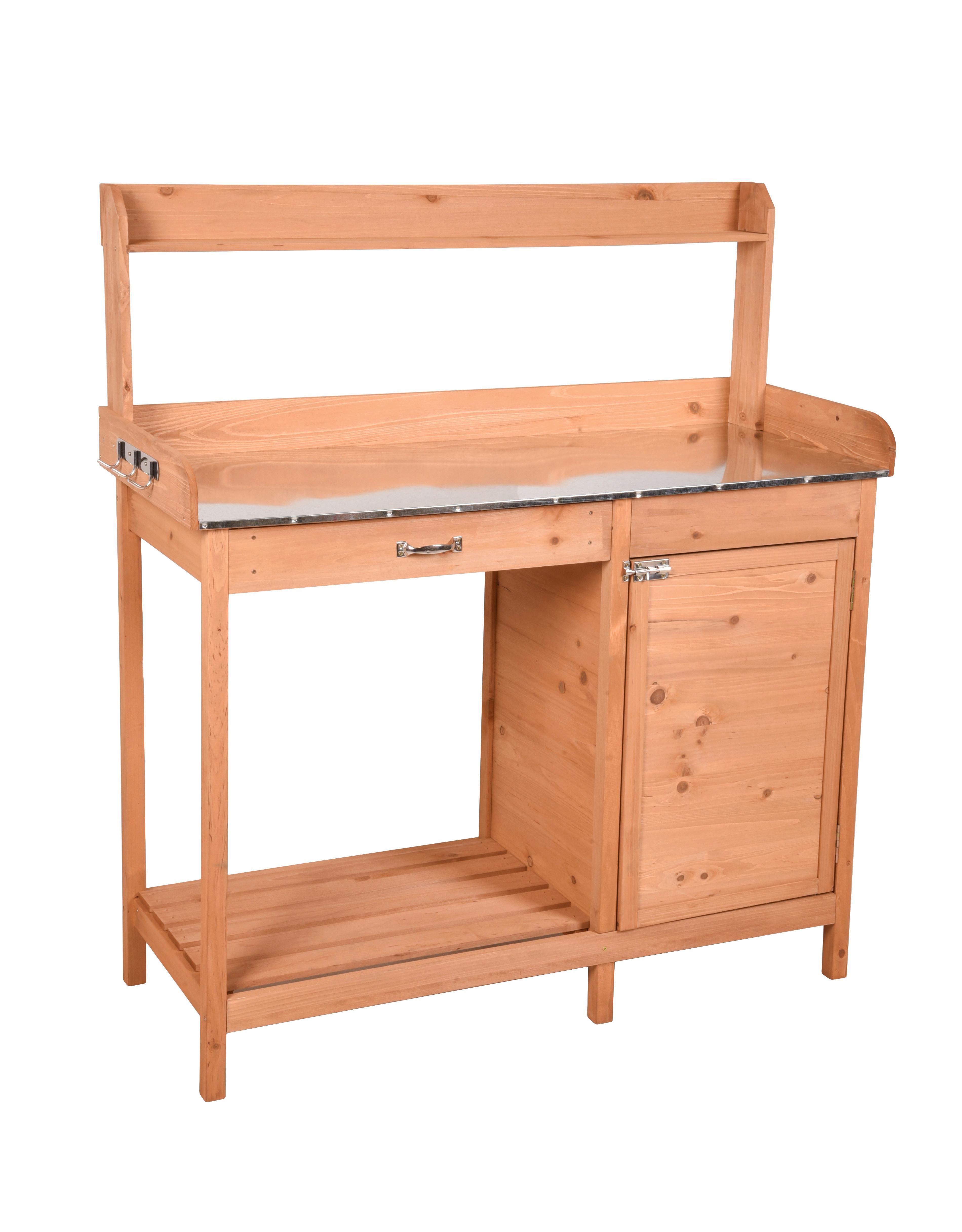 PFLANZTISCH GEWÄCHSHAUS AUS HOLZ - Silberfarben/Braun, MODERN, Holz/Metall (45,5/125/112,3cm) - Gardenson