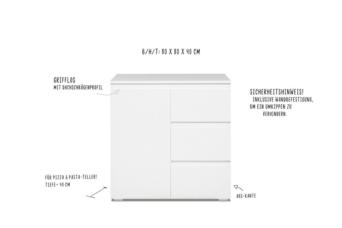 Komoda Image 2, Bela - bela, Konvencionalno, leseni material (80/80/40cm) - Livetastic