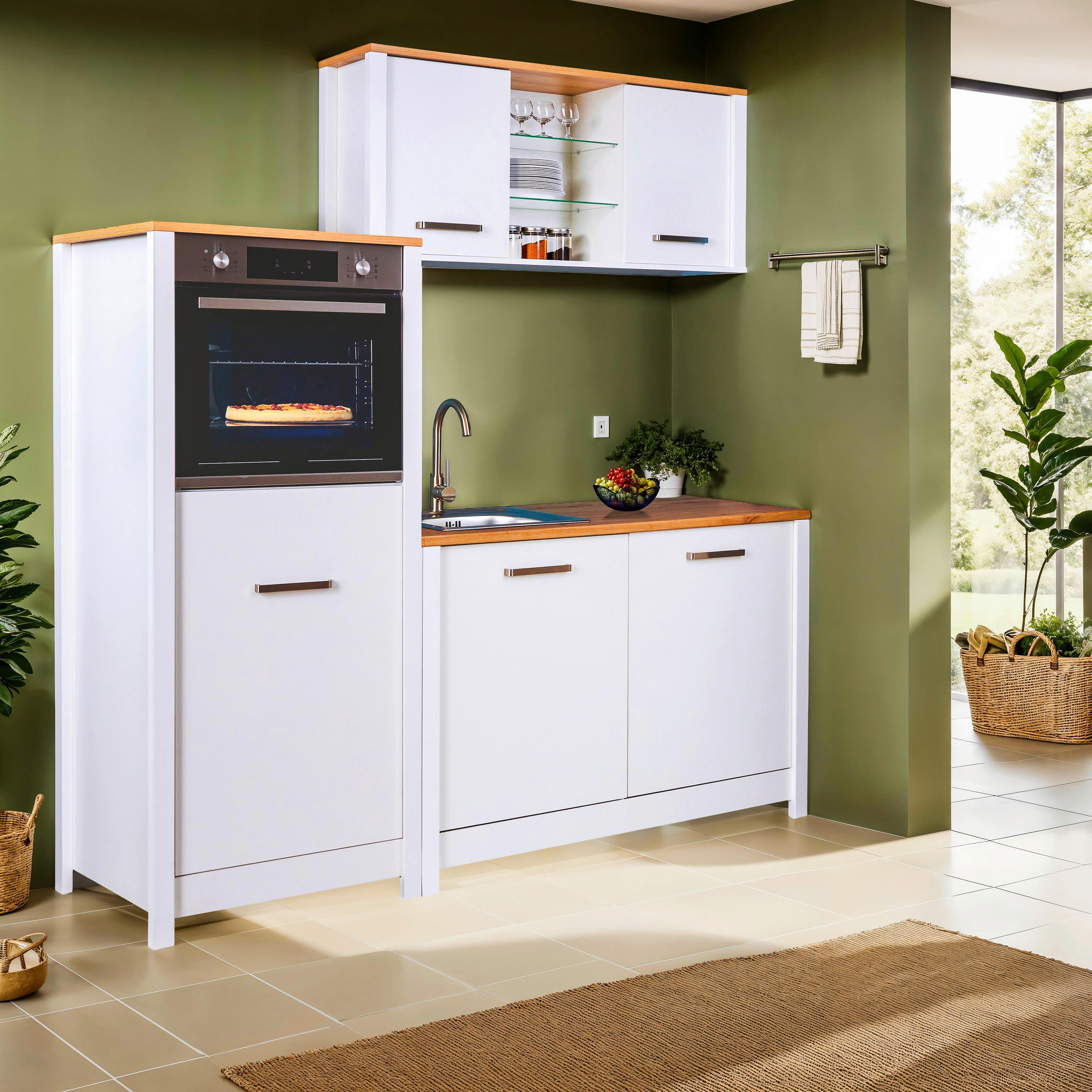 Hängeschrank Sicilia Weiß/Eiche Artisan - Silberfarben/Weiß, ROMANTIK / LANDHAUS, Glas/Holzwerkstoff (130,3/57,5/33cm) - Mömax