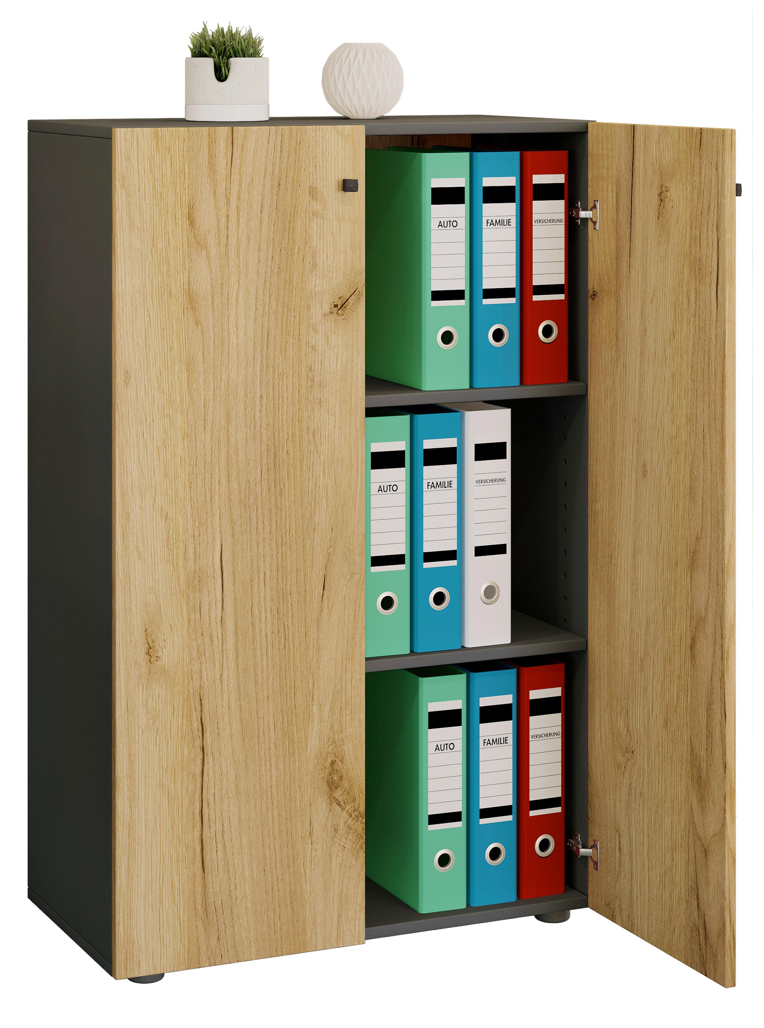 Aktenschrank Lona Xl - Honigeiche/Anthrazit, Design, Holzwerkstoff (70/110/39cm) - MID.YOU