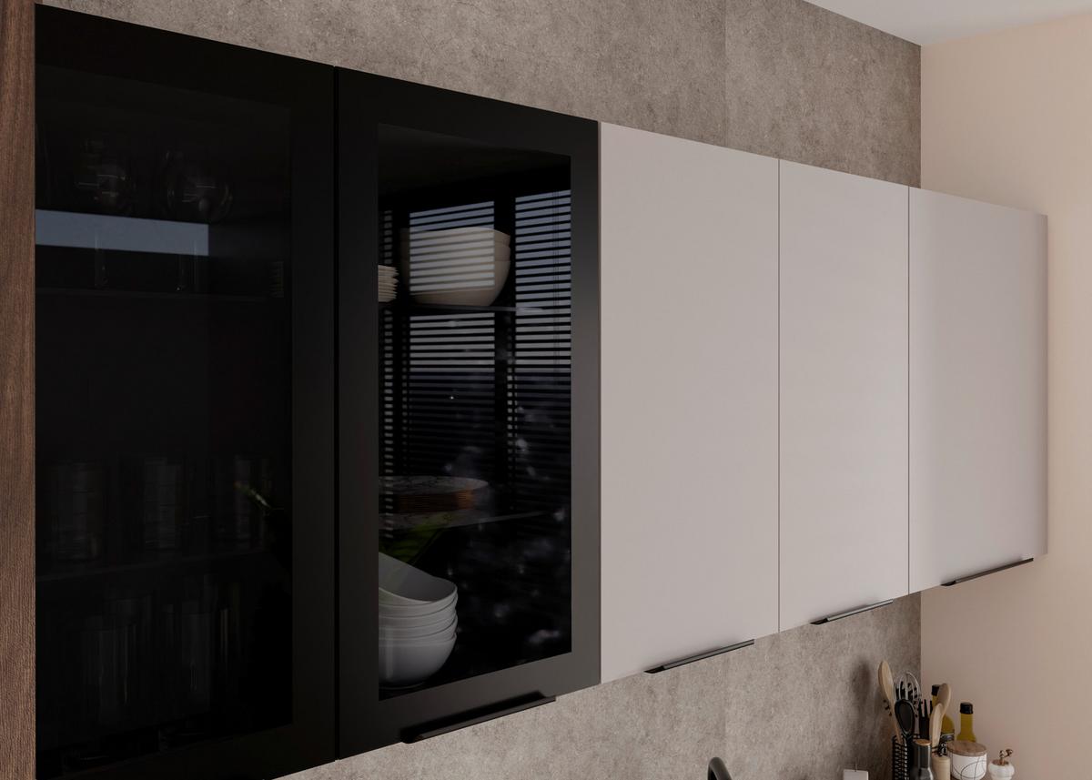 Blok Kuhinja Monza/arona - kašmir/boja orahovog drveta, Moderno, staklo/metal (260/210/60cm) - Modern Living