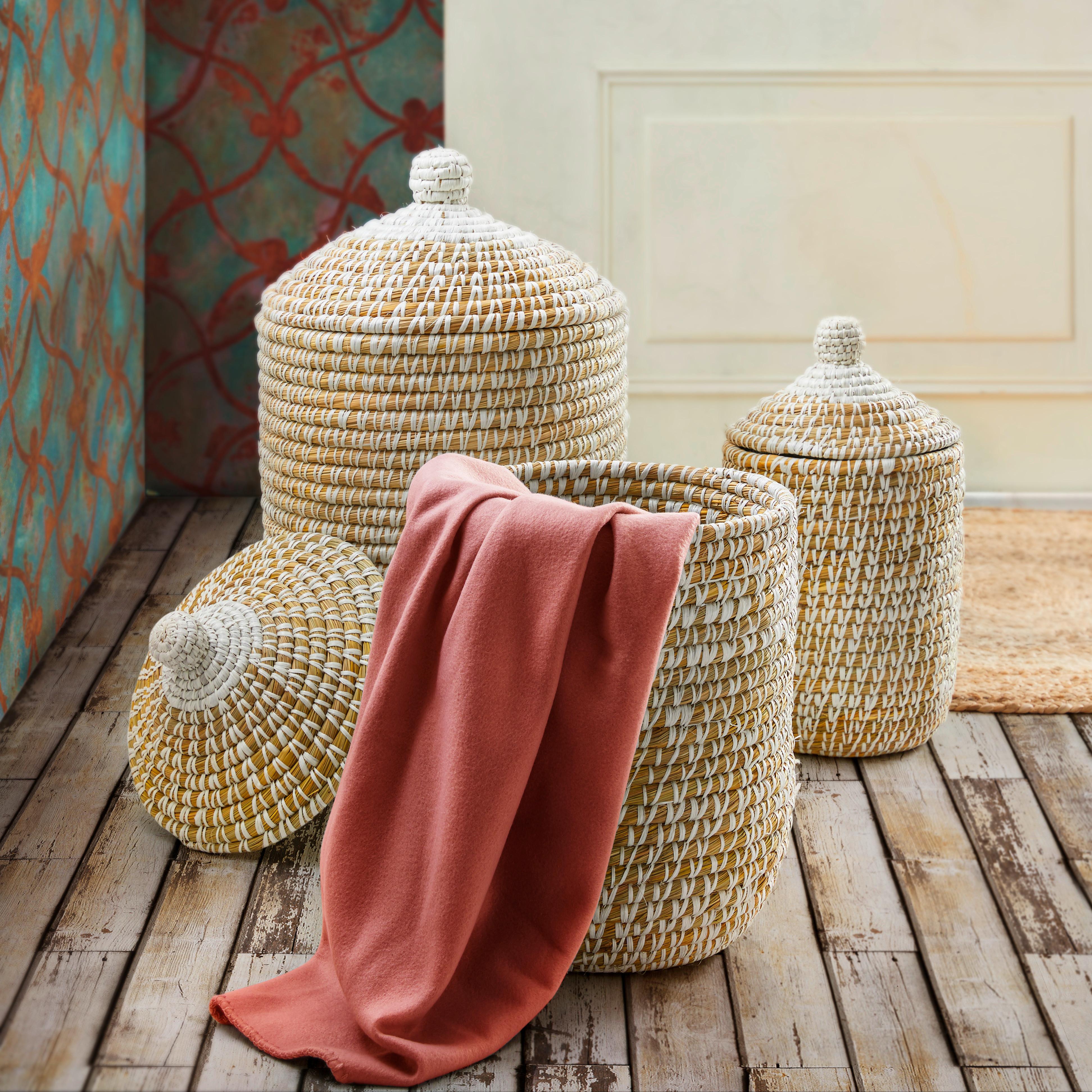 Coș Lauren - alb, Romantik / Landhaus, plastic/materiale naturale (26/44cm) - Zandiara