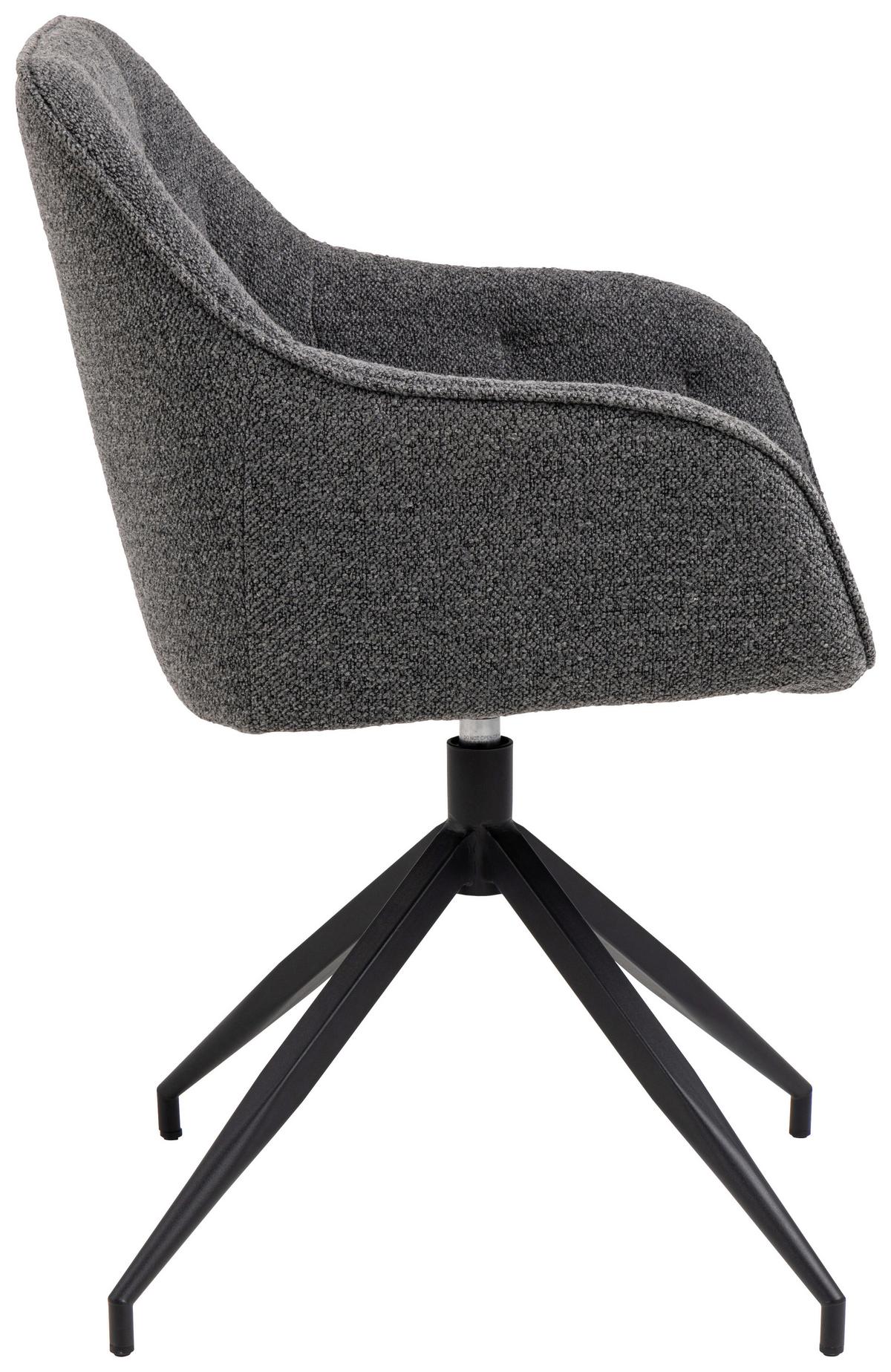 KRZESŁO Z PODŁOKIETNIKAMI BROOKE - antracytowy/czarny, Trend, metal/tkanina (57/82/54,5cm) - MID.YOU