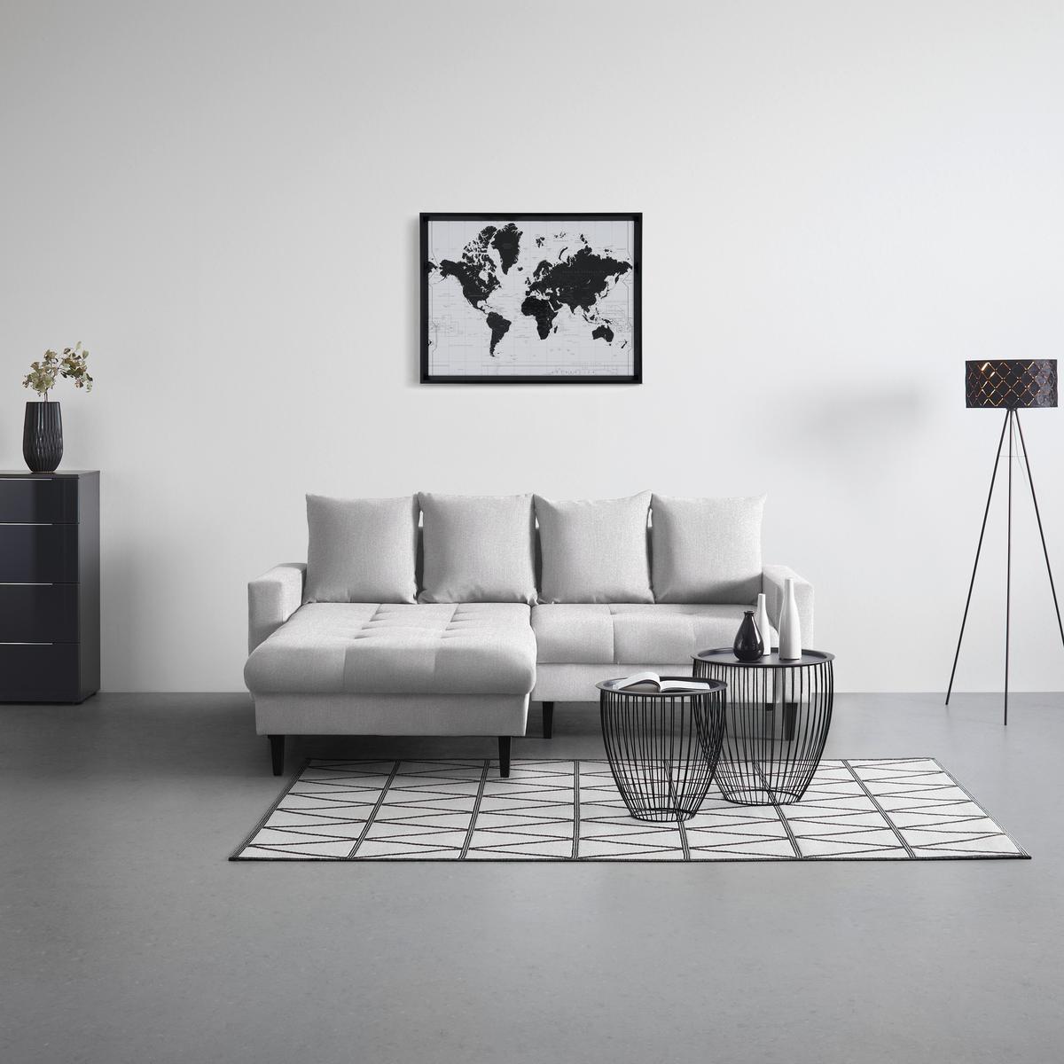 Ecksofa Boston Silberfarben - Silberfarben/Schwarz, KONVENTIONELL, Holz/Textil (215/92/160cm) - Based