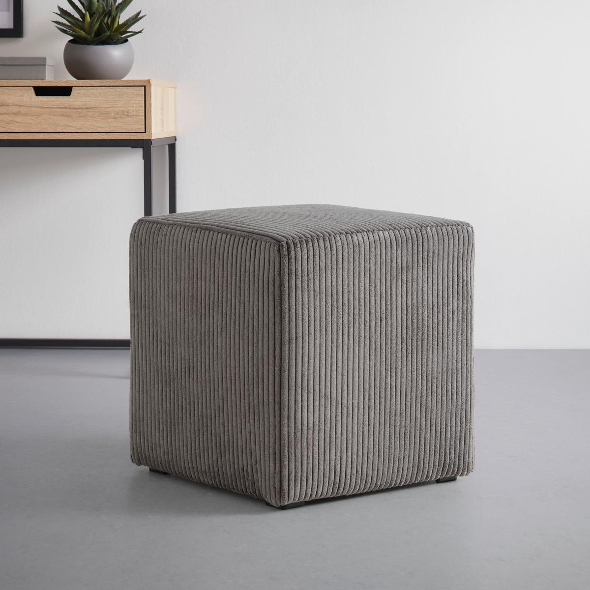 Hocker Bali Cord in Dunkelgrau - Dunkelgrau/Schwarz, MODERN, Textil (45/42/45cm) - Based