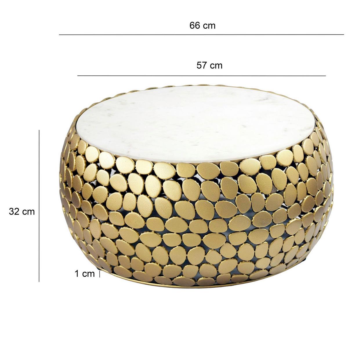 COUCHTISCH WL7.357 - Goldfarben, Design, Stein/Metall (66/32/66cm) - Livetastic