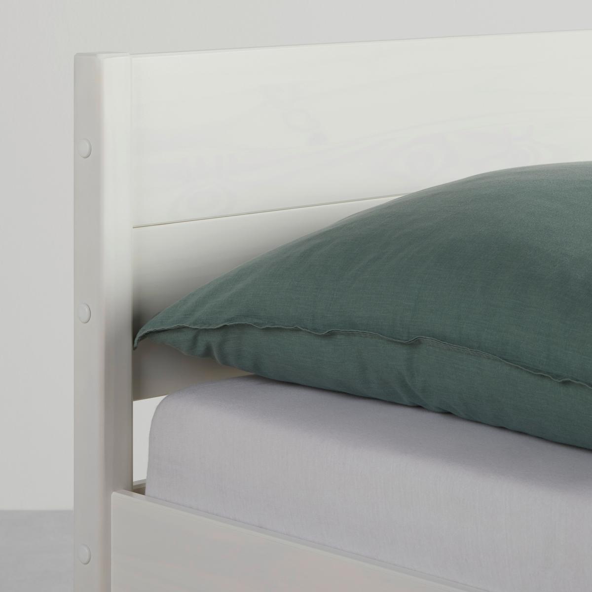 Stauraumbett in Weiß ca. 90x200cm - Weiss/Naturfarben, Konventionell, Holz (90/200cm) - Zandiara