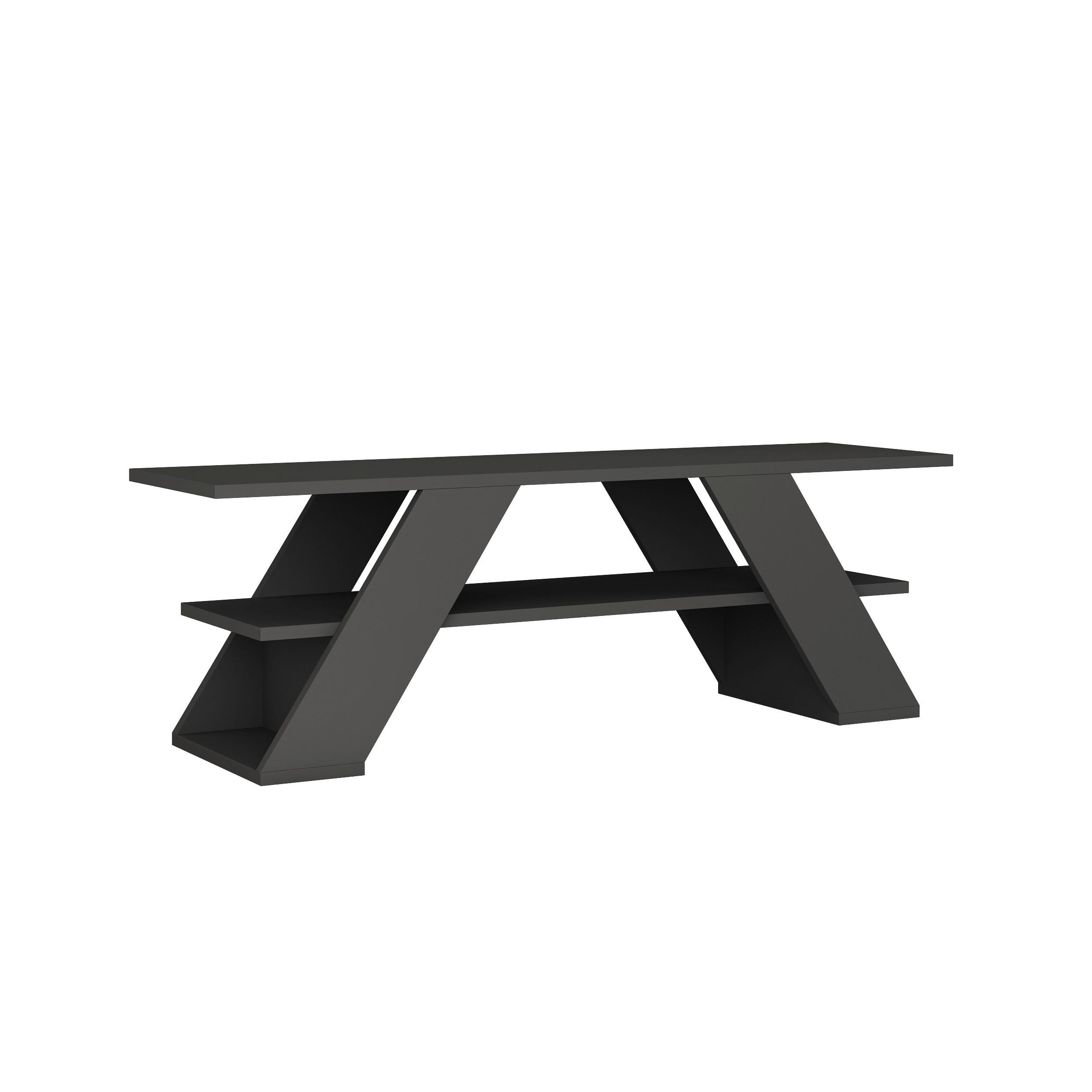 Phonotisch Farfalla ca. 120x40x34 cm Anthrazit - Anthrazit, Design, Holzwerkstoff (120/40/33.5cm) - Livetastic