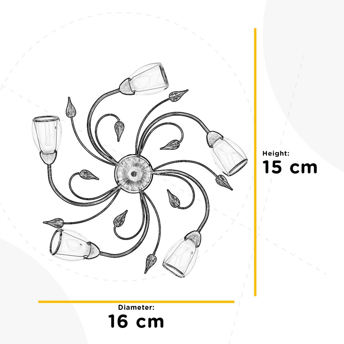 Mennyezeti Lámpa 4716/pl5 Oro Rosso - bronzszínű, Konventionell, üveg/fém (60/20cm)
