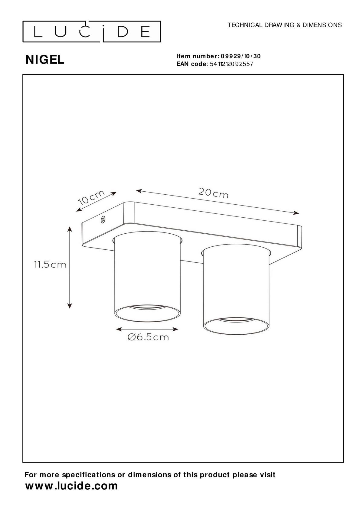 Led-strahler 09929/10/30 Nigel - Schwarz, Basics, Metall (20/10/11.5cm) - Lucide
