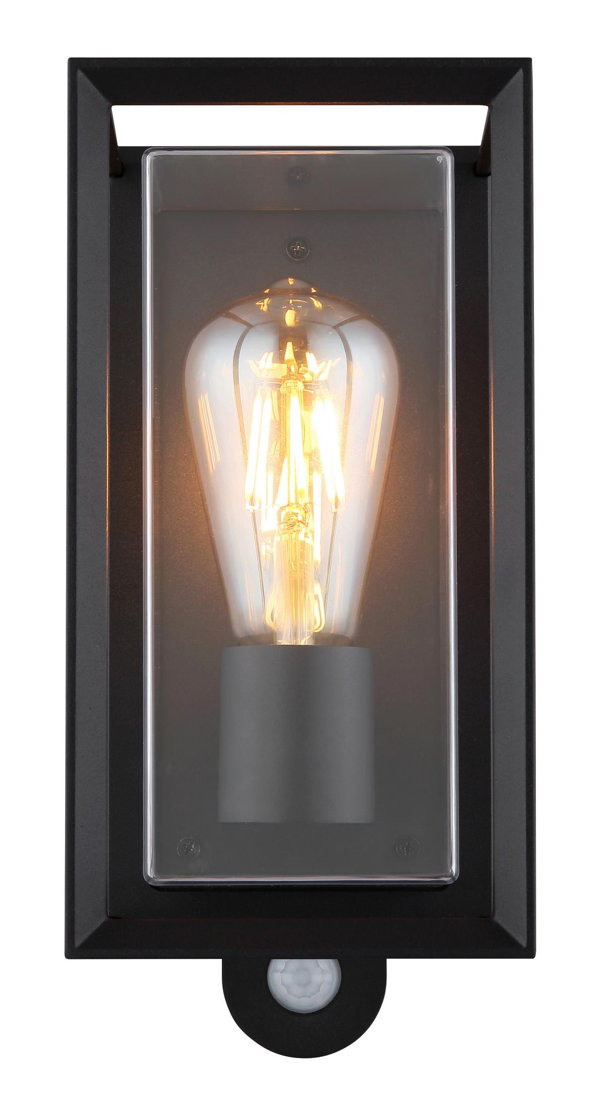 AUSSENLEUCHTE 31982SS SENSOR - Klar/Schwarz, Konventionell, Kunststoff/Metall (13/28/12,2cm) - Globo