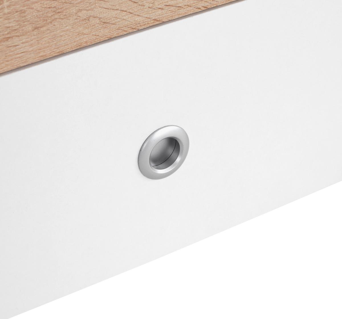 Postelja Wiki, Bela, Barva Hrasta, S Predali, 90x200 - bela/hrast sonoma, Konvencionalno, leseni material (204/66/95cm)