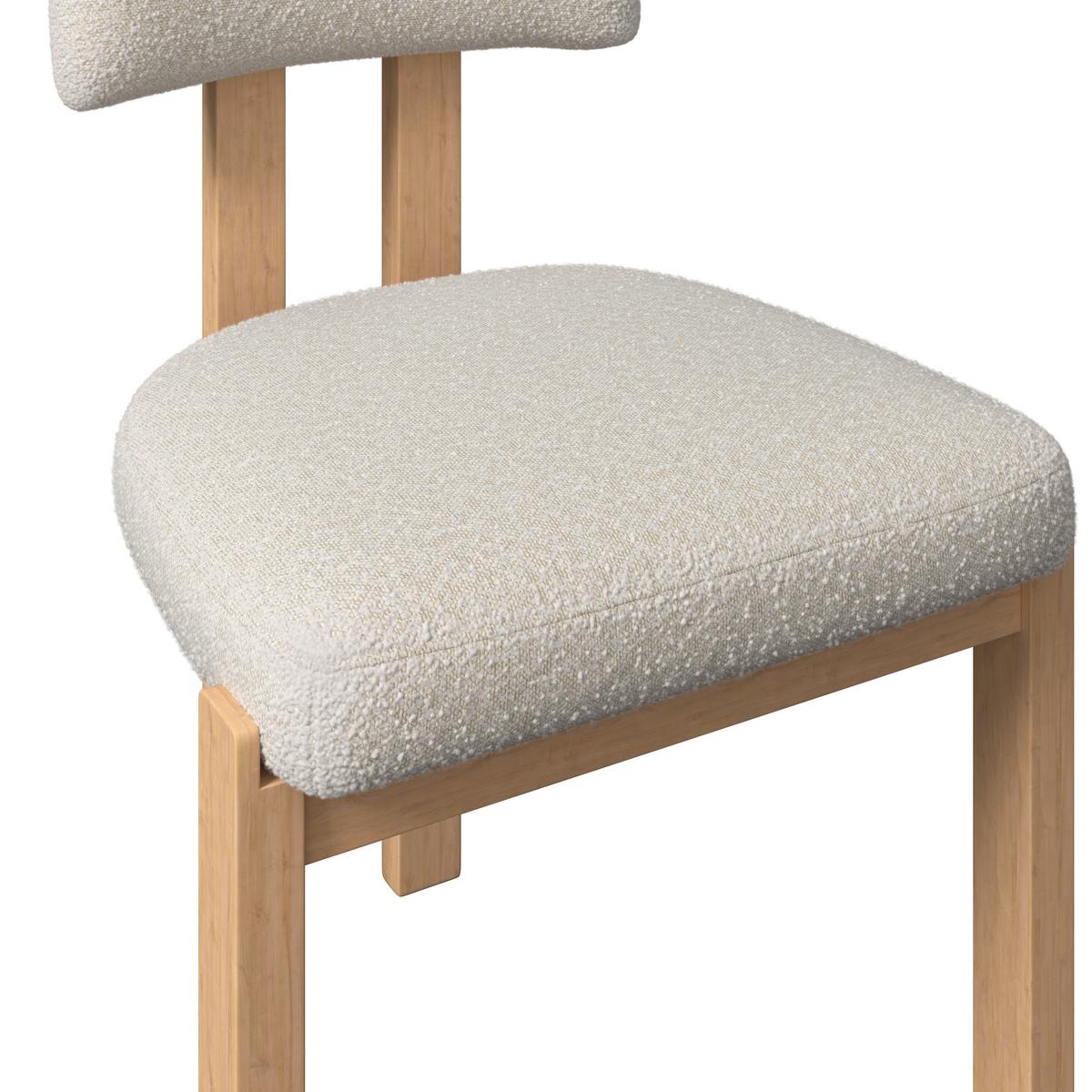 Stuhl Jonna Creme Bouclé Gepolstert - Creme/Naturfarben, MODERN, Holz/Textil (51/82/53cm) - Bessagi Home