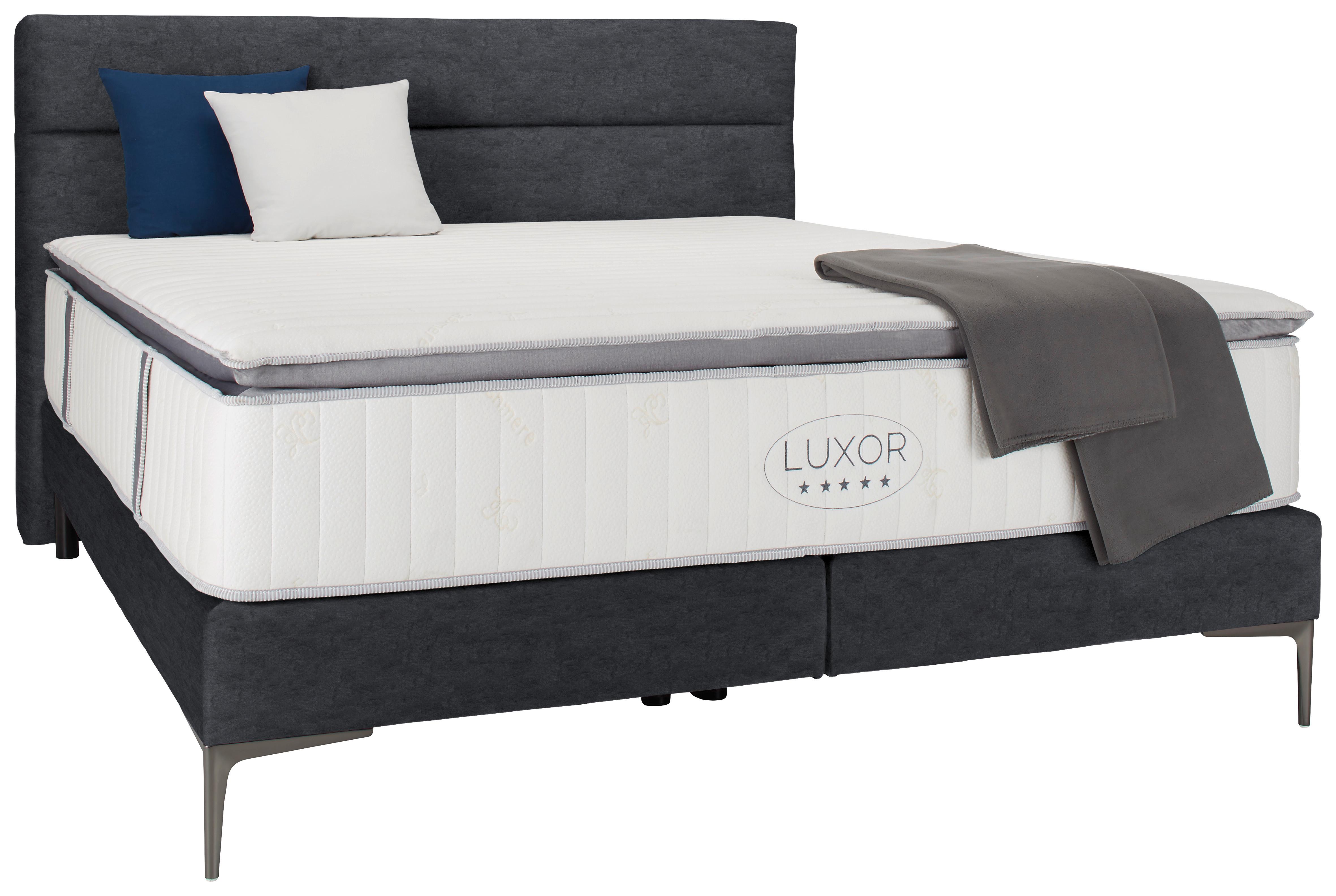 Boxspringbett ca. 180x200cm - Anthrazit/Schwarz, KONVENTIONELL, Holz/Holzwerkstoff (180/200cm) - Premium Living