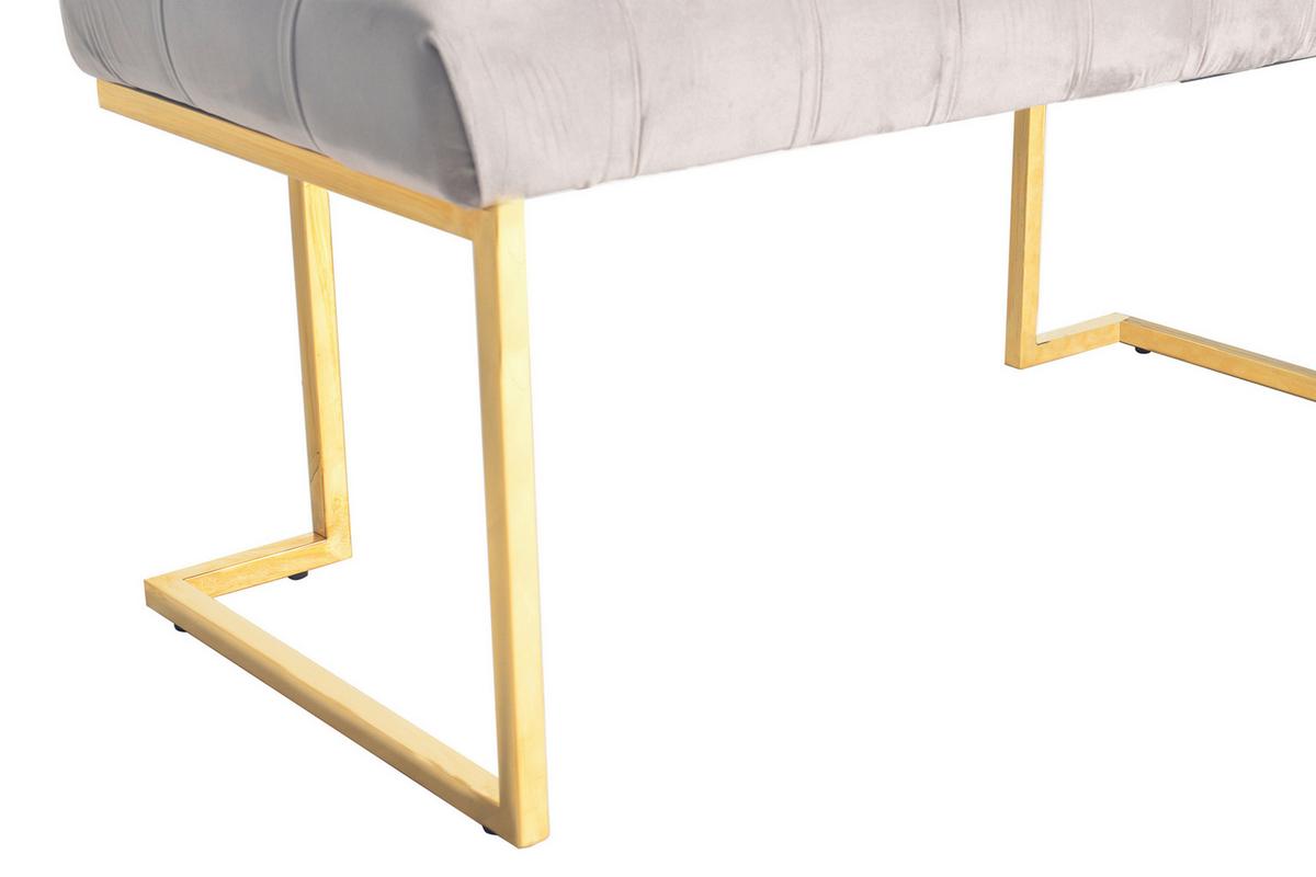 Hockerbank Parity Taupe Samt - Taupe/Goldfarben, Design, Kunststoff/Metall (47/48/100cm) - Kayoom