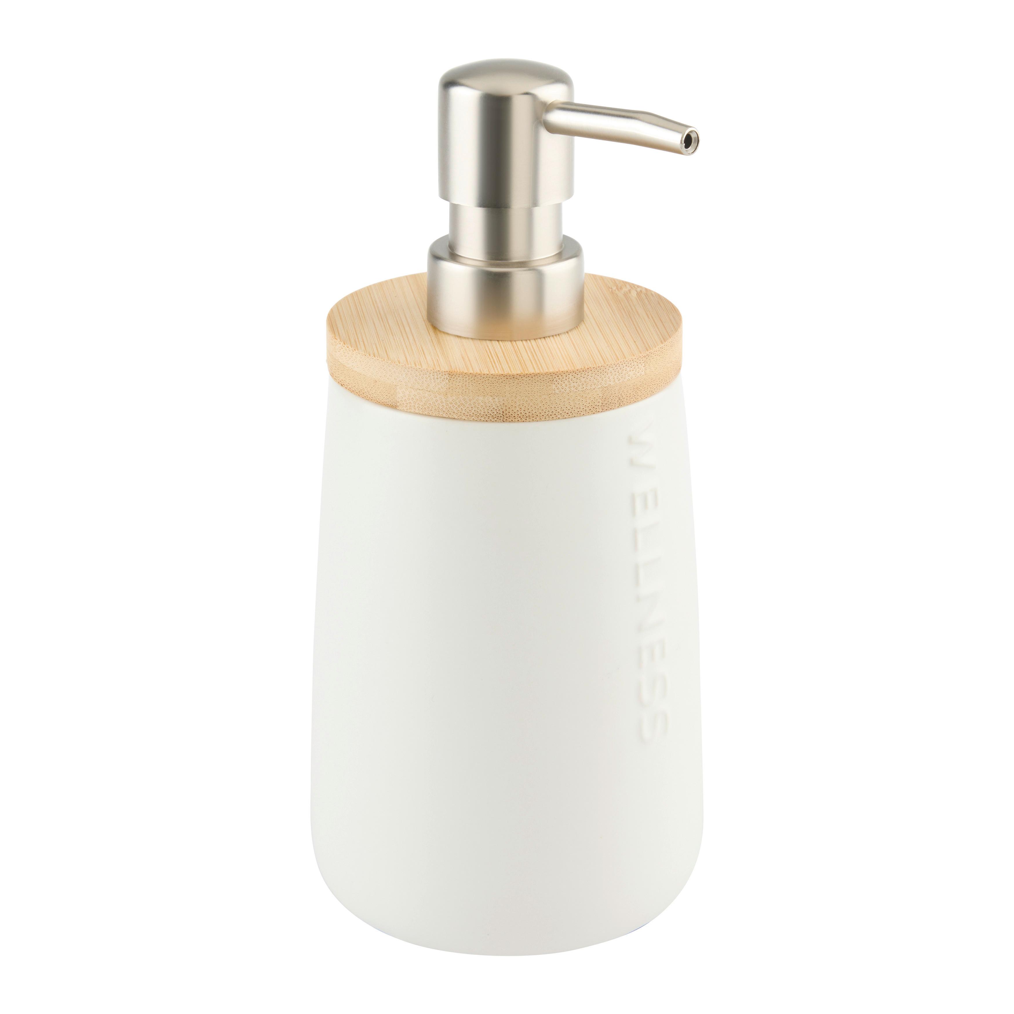 Seifenspender Edna Weiß/Naturfarben - Naturfarben/Weiß, MODERN, Naturmaterialien/Keramik (8,5cm) - Mömax