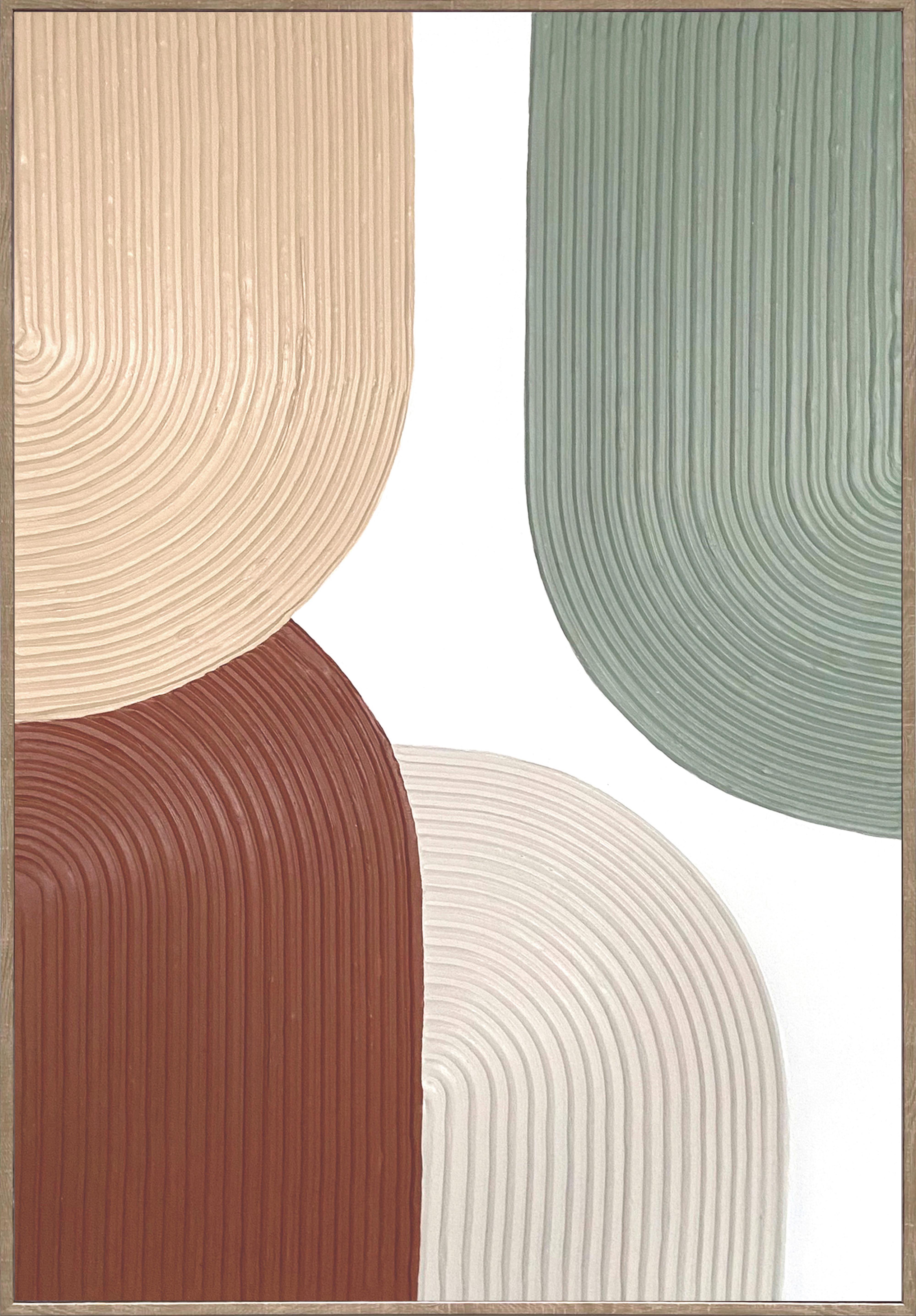 Slika 60x90cm Denise - zelena/prirodna boja, Moderno, tekstil/pločasti materijal (60/90cm) - Premium Living