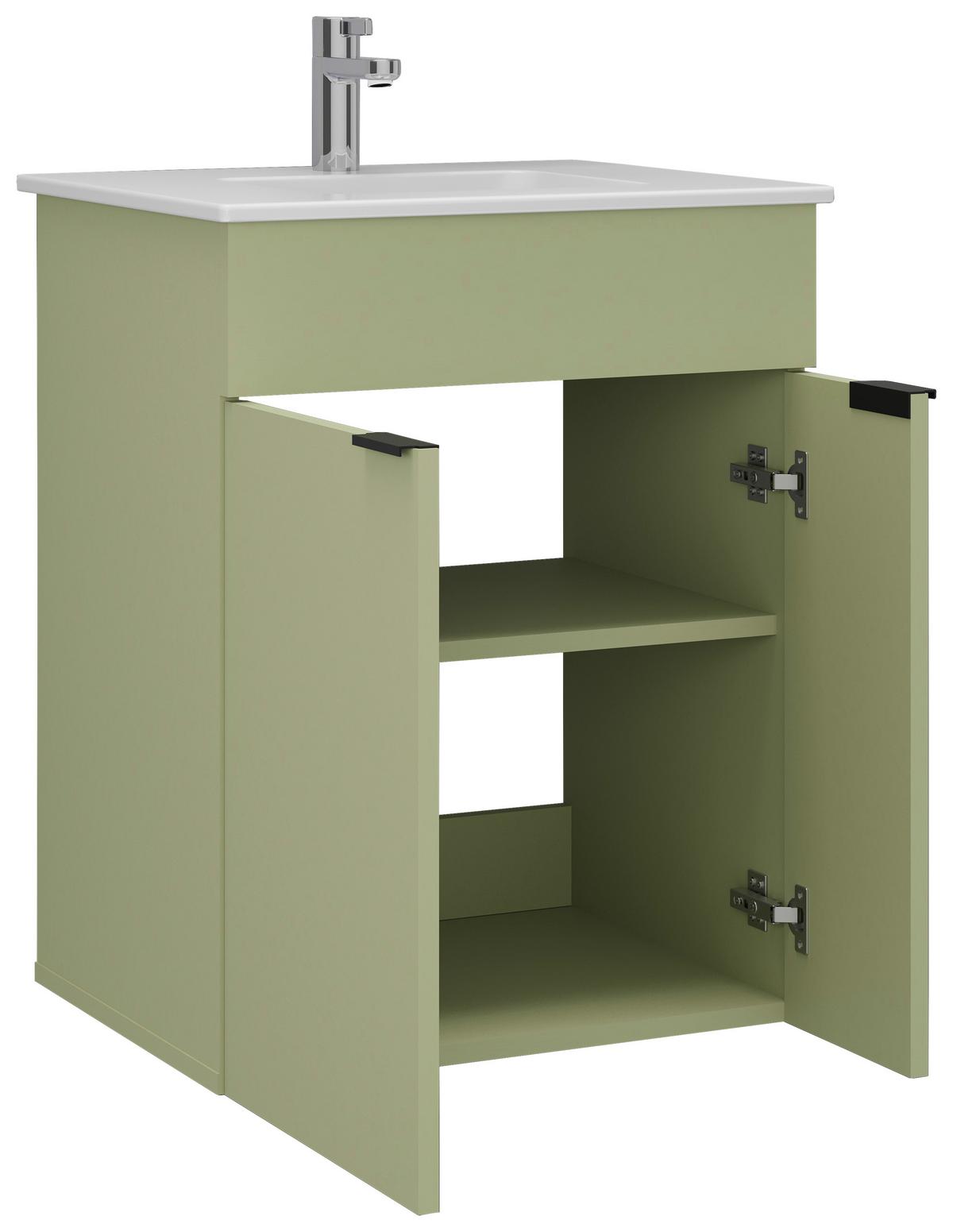 Waschtischkombi Napoli Grün - Schwarz/Weiß, MODERN, Keramik/Holzwerkstoff (60/78/45cm) - Mömax