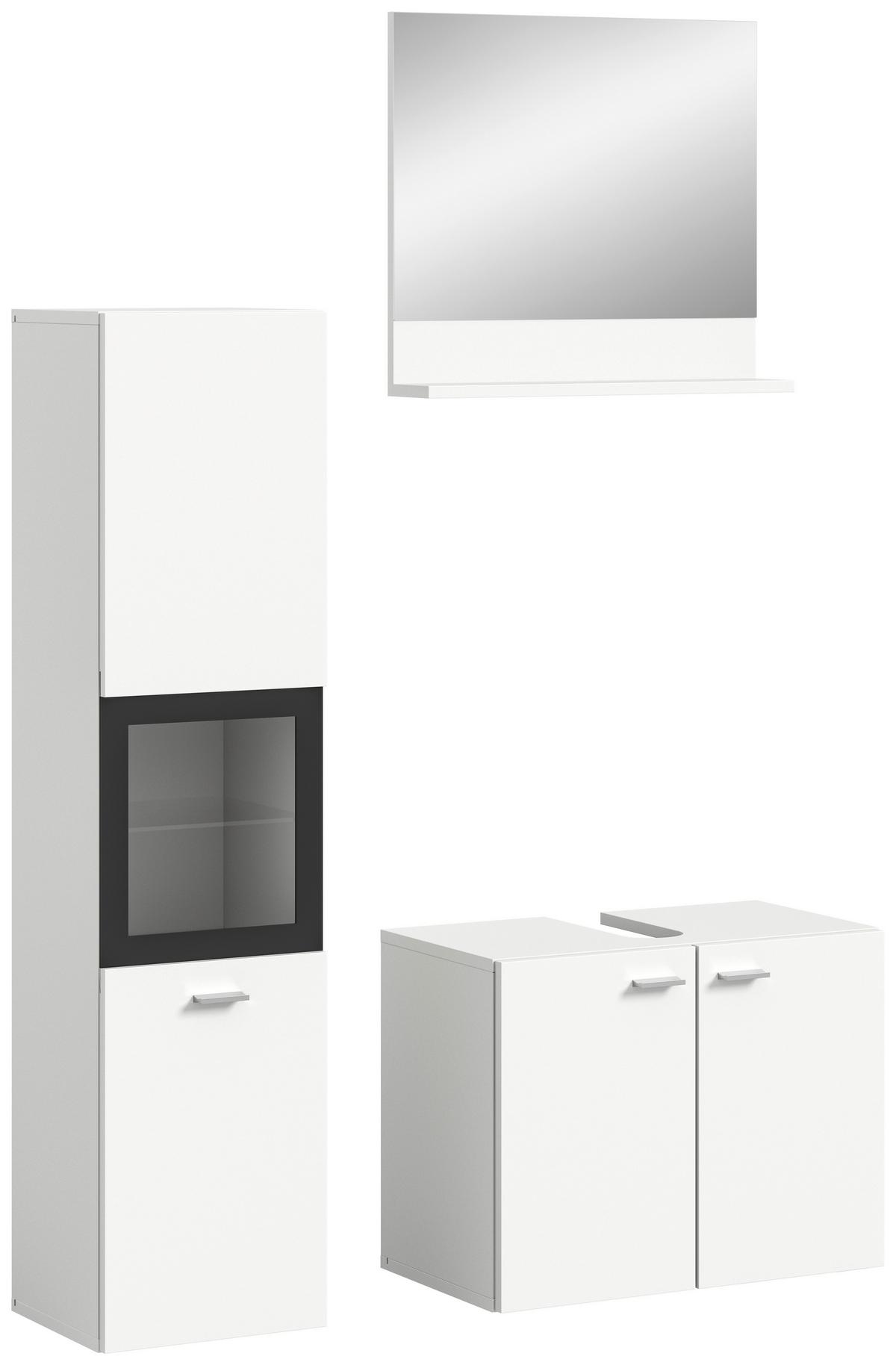 Kopalnica Boston, Bela - srebrne barve/bela, Moderno, umetna masa/steklo (87cm) - MID.YOU