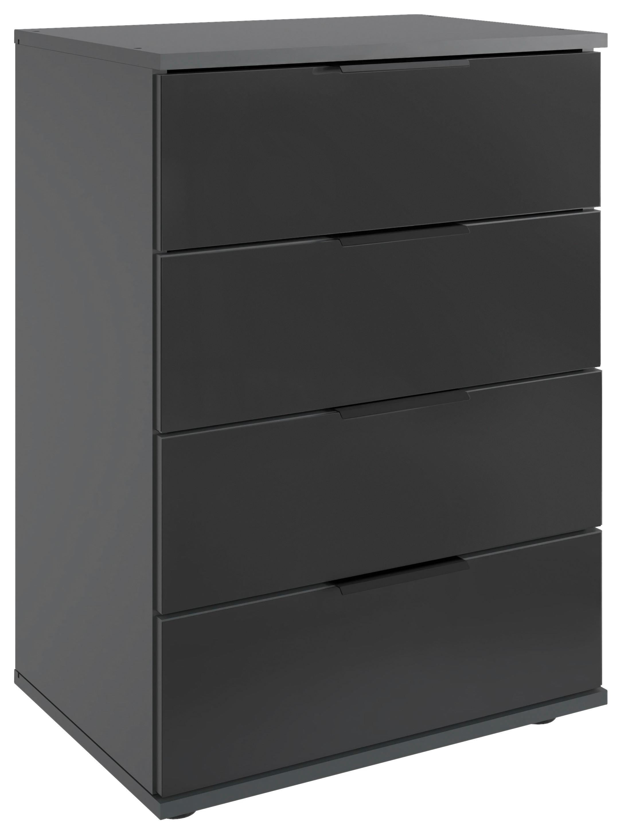 SZAFKA NOCNA SAIGON - czarny/przejrzysty, Modern, materiał drewnopochodny/tworzywo sztuczne (52/74/38cm) - MID.YOU