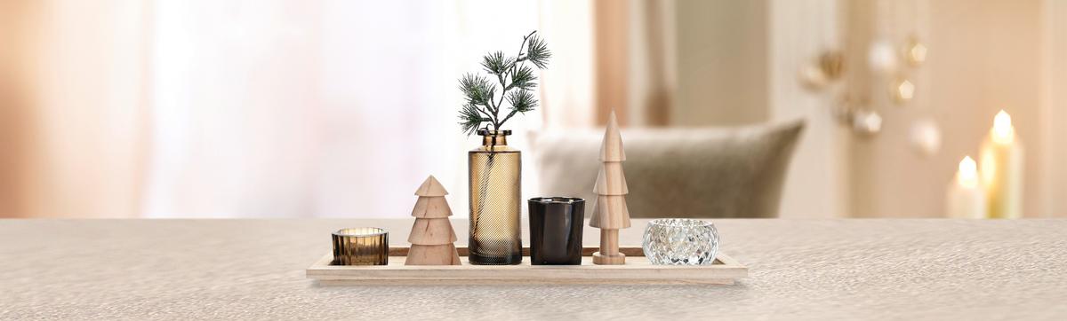 PODSTAWKA NA PODGRZEWACZ L5024-N - różnokolorowy, Lifestyle, tworzywo sztuczne/drewno (43/12,5/23cm) - X-Mas