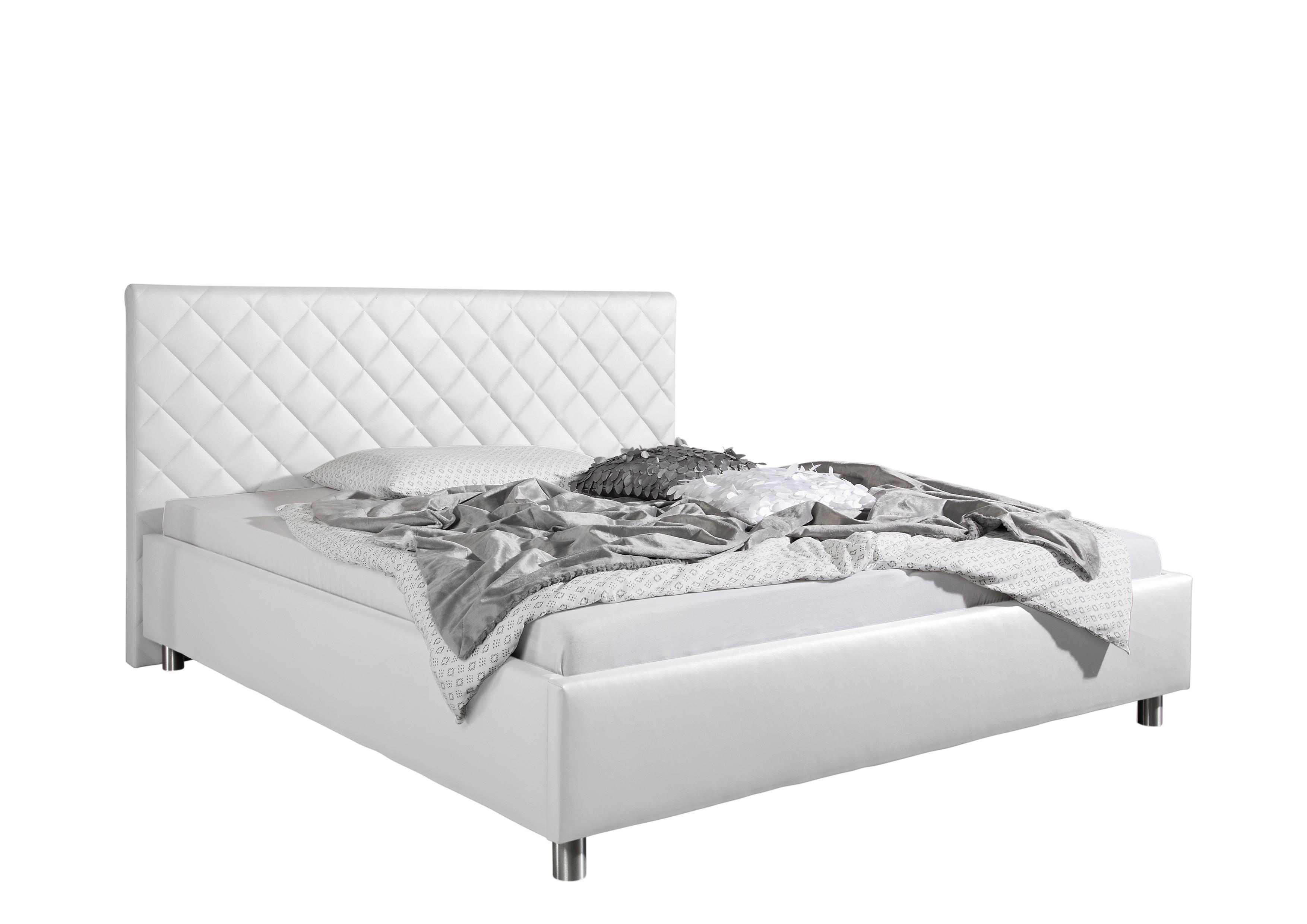 Polsterbett Baltimore Weiß ca. 160x200 cm - Alufarben/Weiß, MODERN, Textil/Metall (160/200cm) - Livetastic